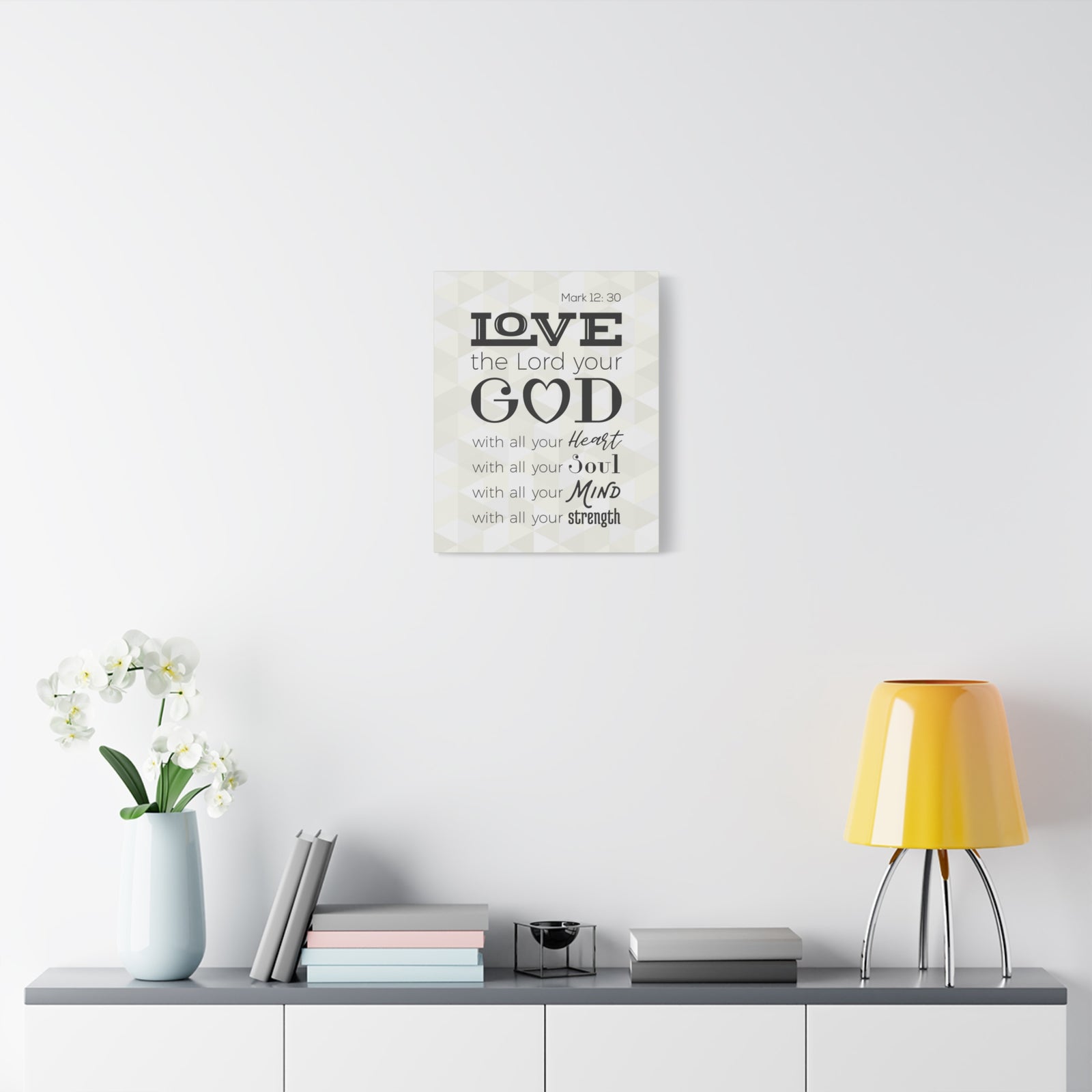 Scripture Canvas Love The Lord Your God Mark 12:30 Christian Wall Art Bible Verse Print Ready To Hang-Express Your Love Gifts