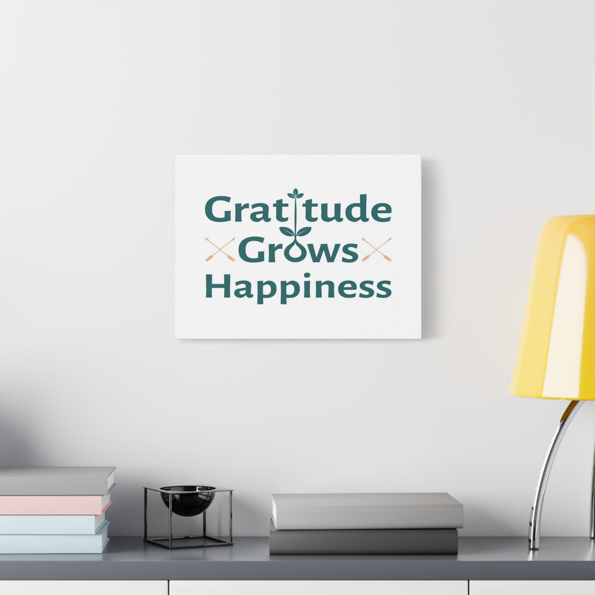 Gratitude Grows Happiness Inspirational Motivational Quote Canvas Wall Art for Home Decor Ready-to-Hang-Express Your Love Gifts
