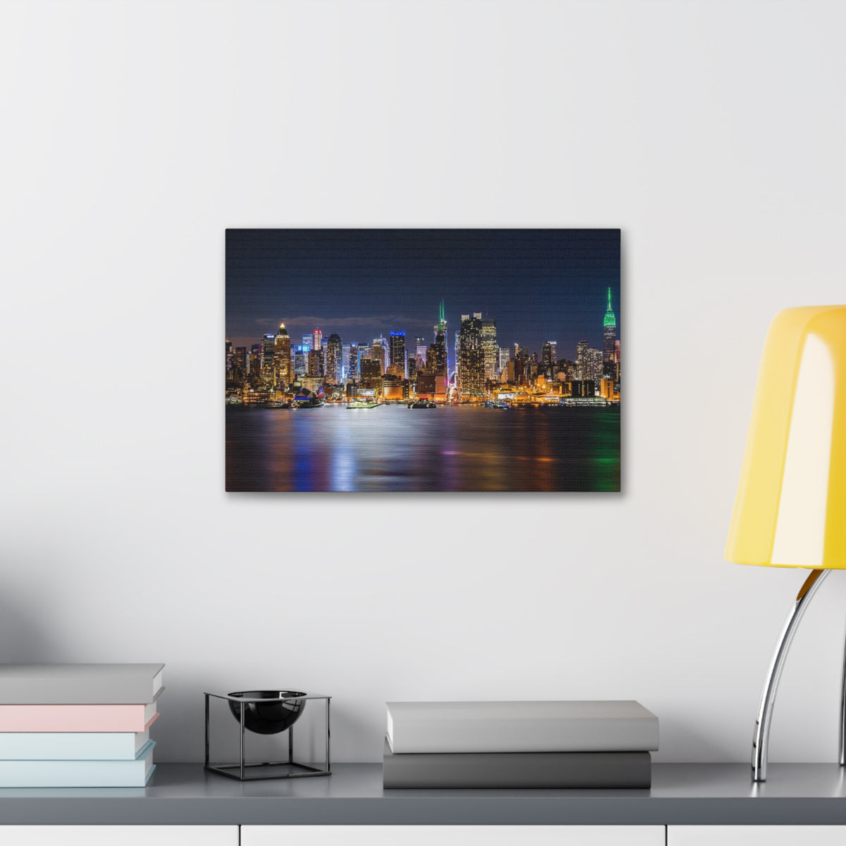 New York Night Skyline Canvas Artwork High-Quality Breathtaking Stunning Cityscape for Home Decor Ready to Hang-Express Your Love Gifts