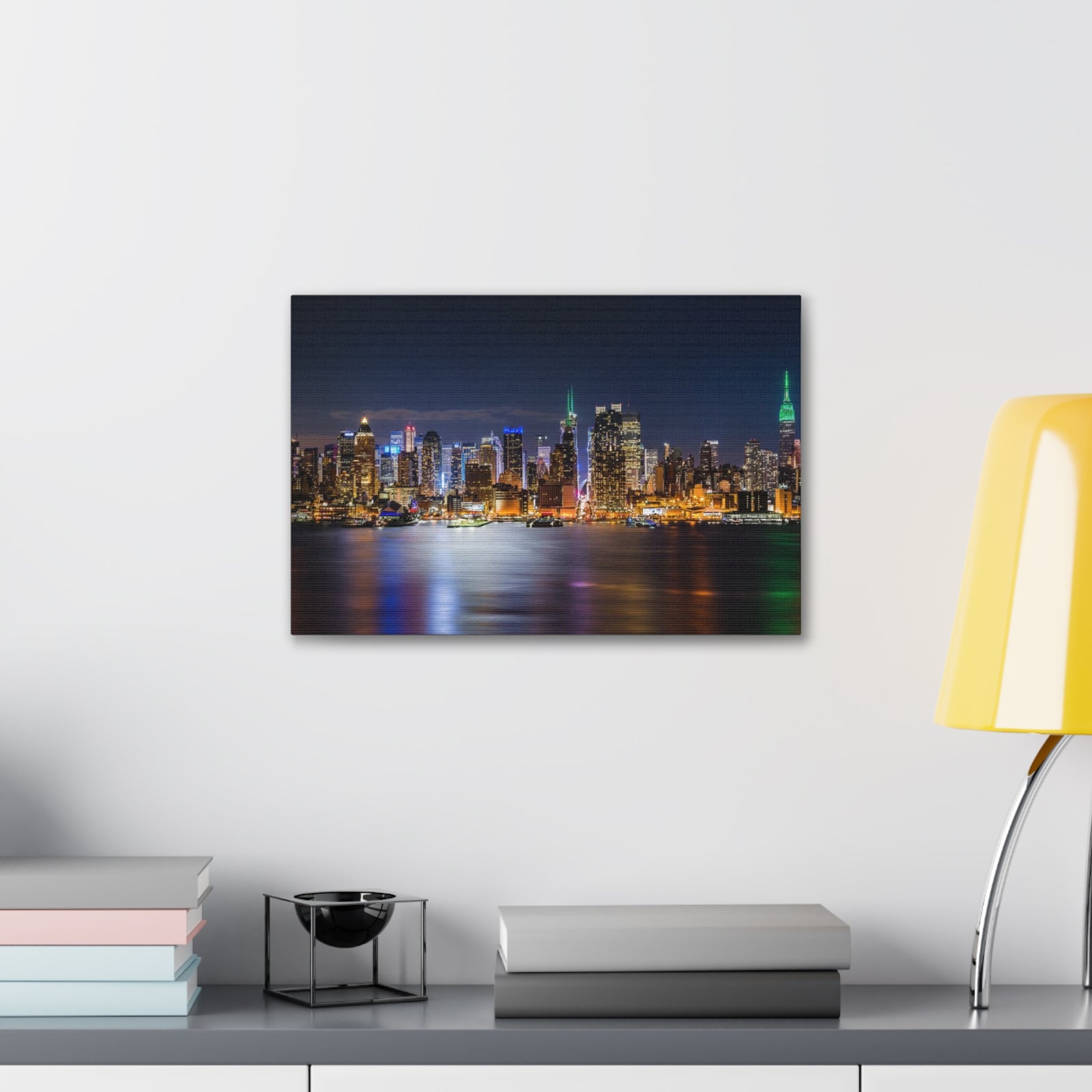New York Night Skyline Canvas Artwork High-Quality Breathtaking Stunning Cityscape for Home Decor Ready to Hang-Express Your Love Gifts