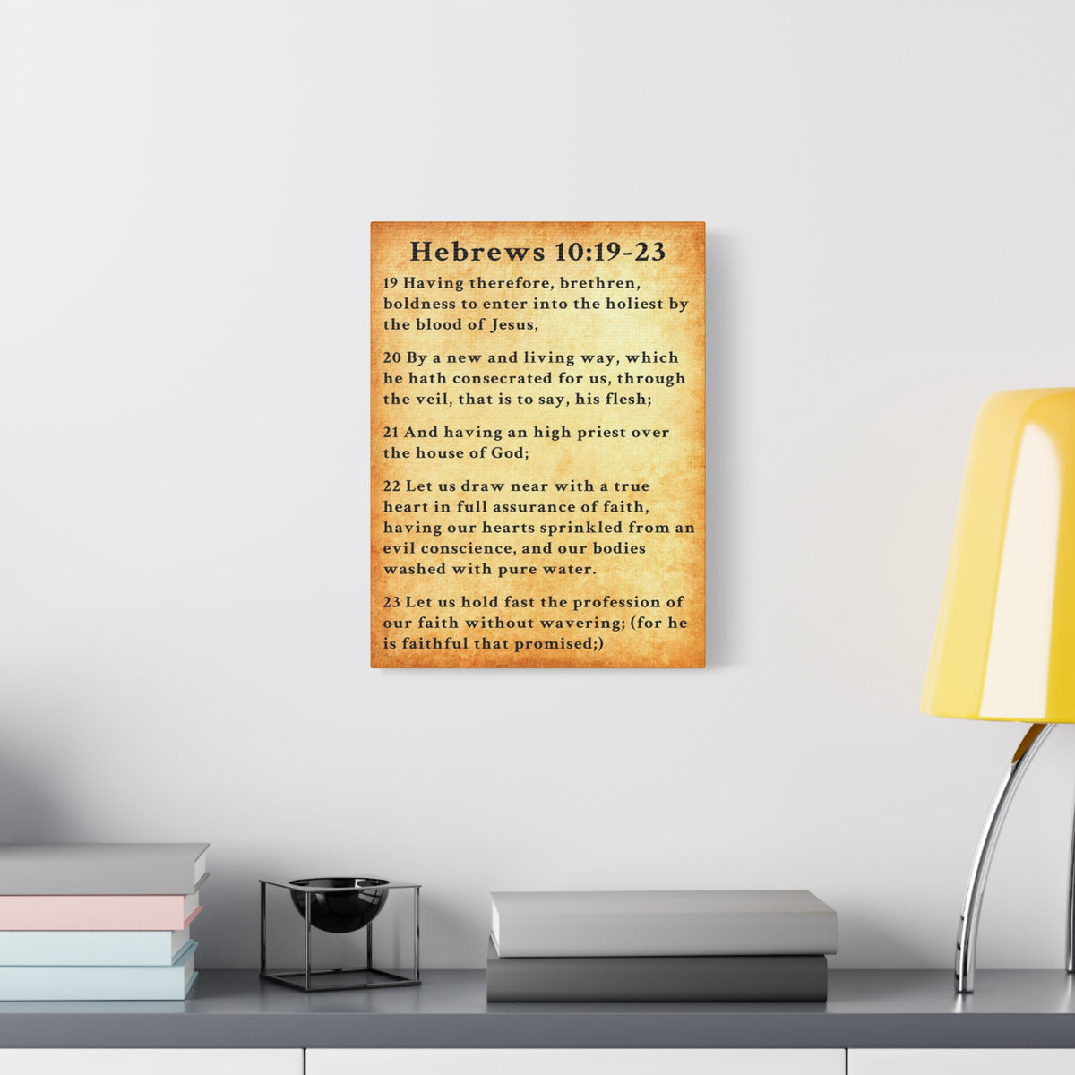Scripture Walls Hebrews 10:19-23 KJV Bible Verse Canvas Christian Wall Art Ready to Hang Unframed-Express Your Love Gifts