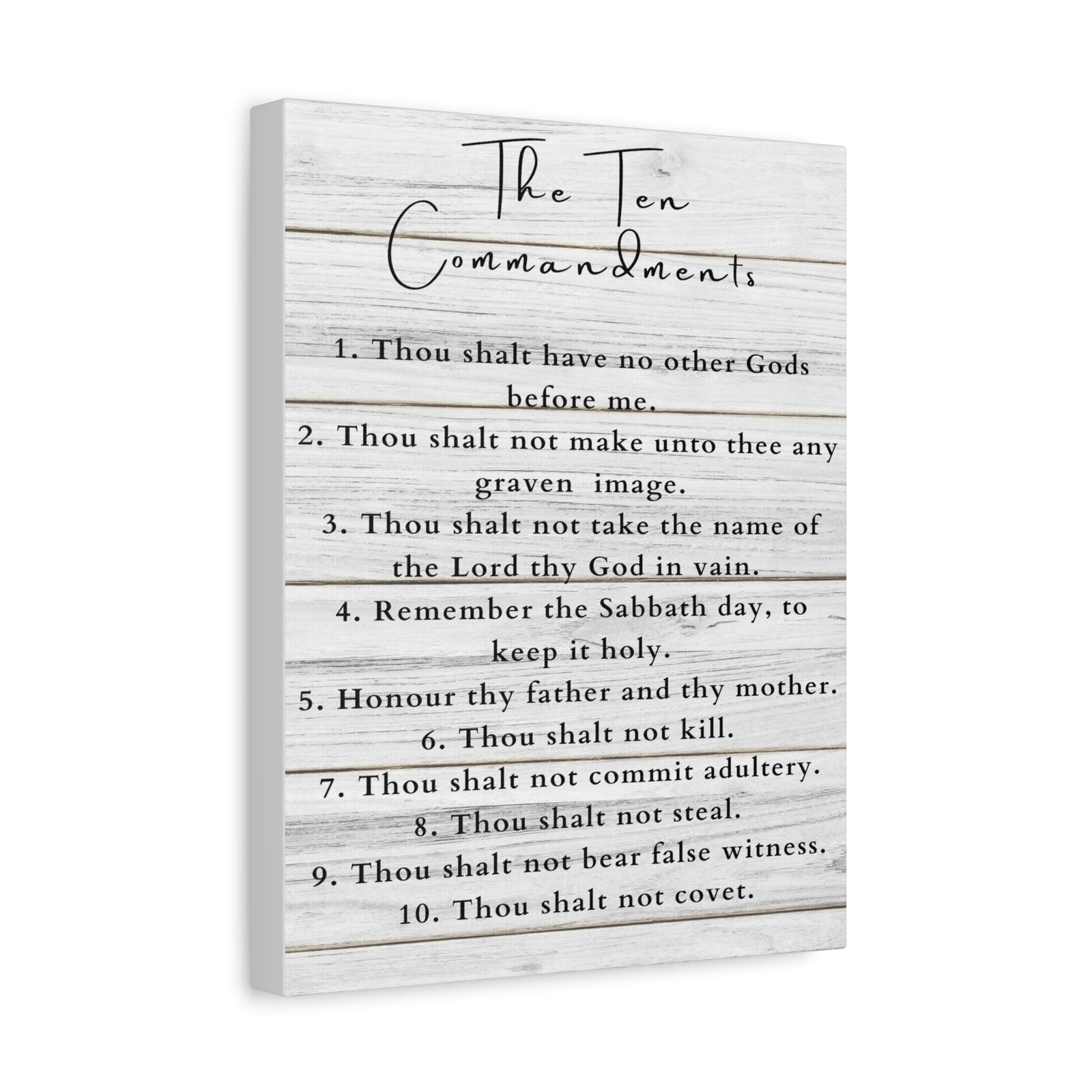 Scripture Canvas Ten Commandments White Christian Wall Art Print Ready to Hang-Express Your Love Gifts
