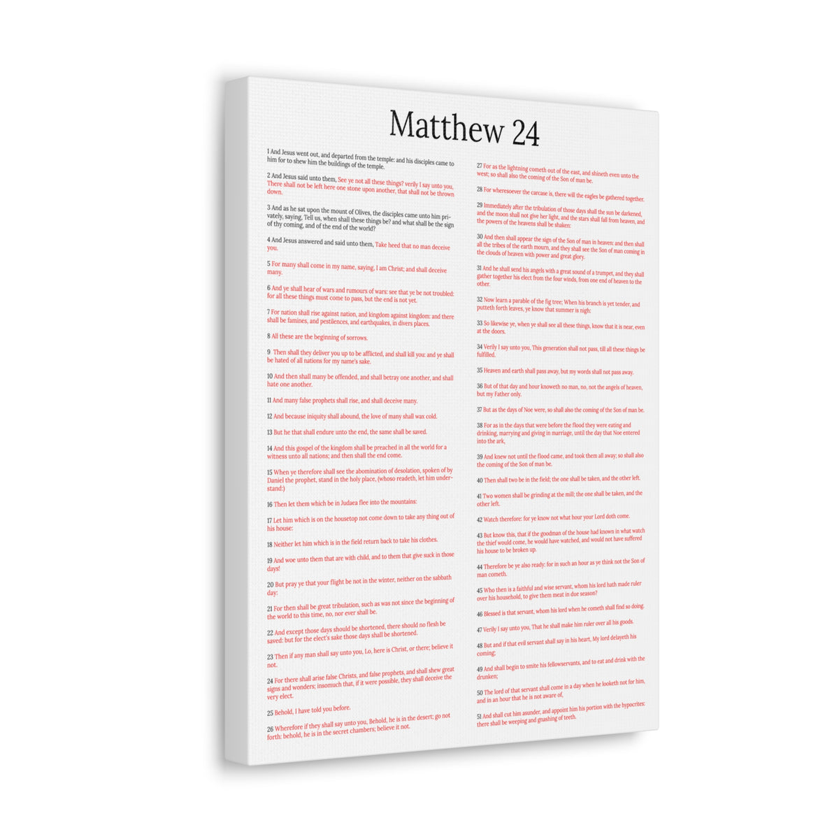 Scripture Walls Matthew 24 Chapter Christ Words in Red Christian Wall Art Print Ready to Hang Unframed-Express Your Love Gifts