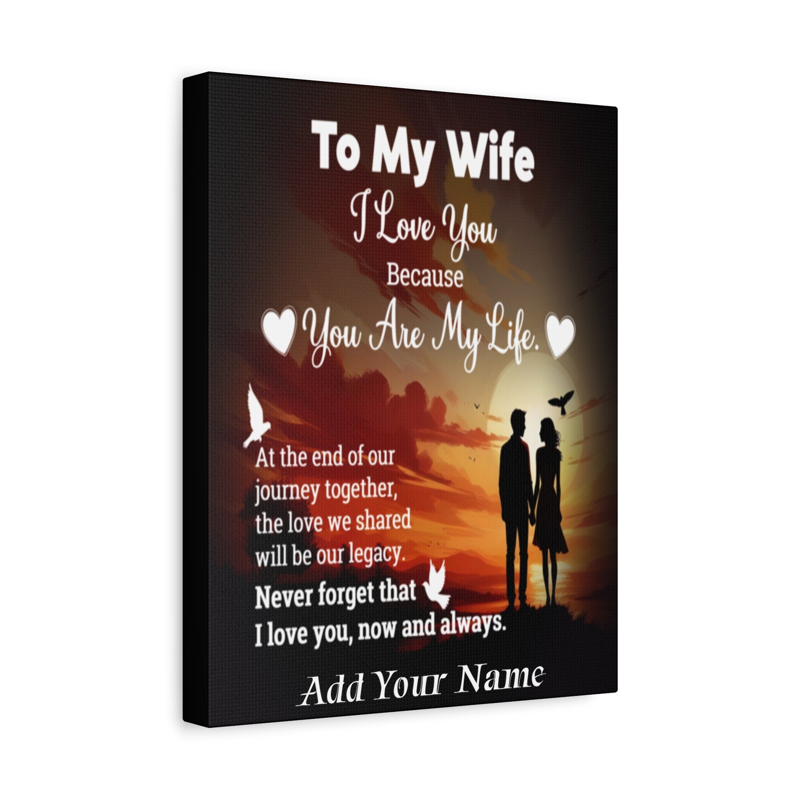 Personalized To My Wife Sunset Romance Canvas Wall Art - Heartfelt Gift of Love & Legacy-Express Your Love Gifts