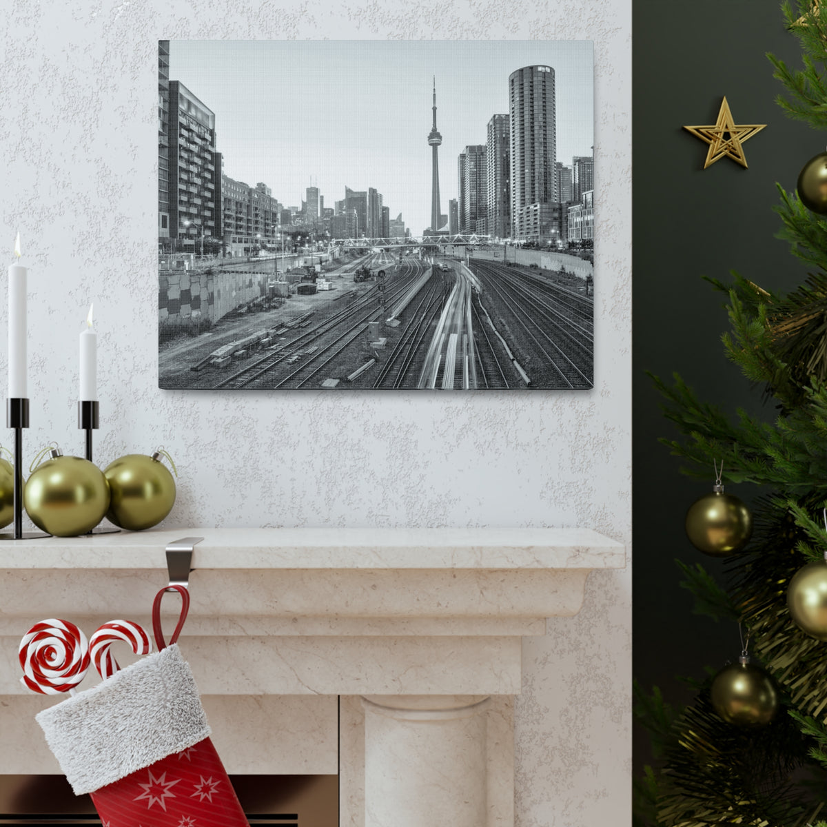 Toronto Black And White Skyline Canvas Artwork High-Quality Breathtaking Stunning Cityscape for Home Decor Ready to Hang-Express Your Love Gifts