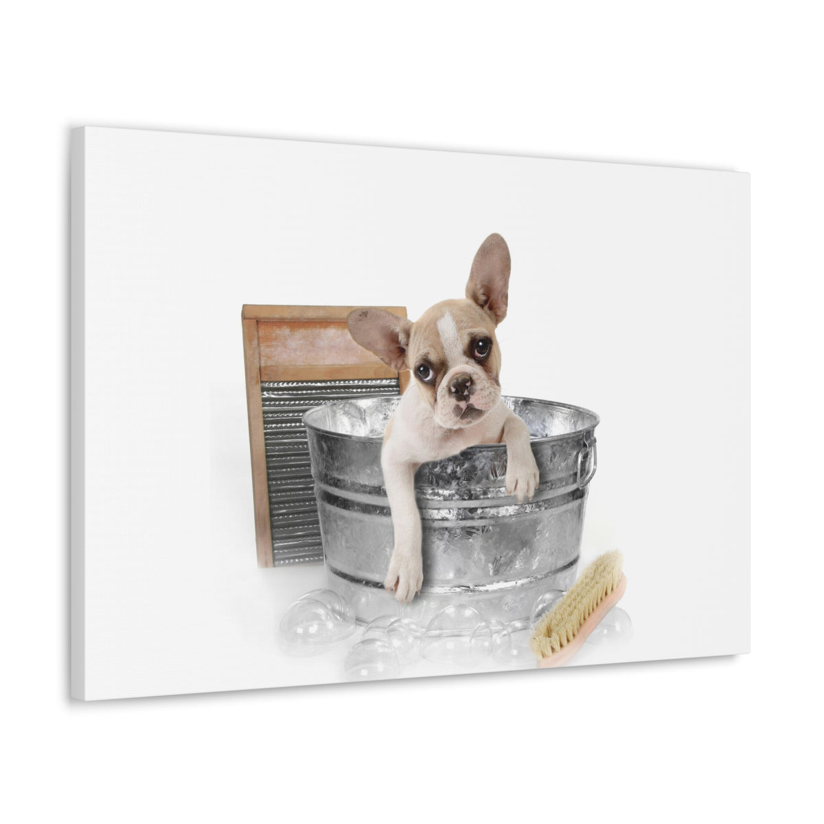 Cute French Bulldog Bath Canvas Wall Art for Home Decor Ready-to-Hang-Express Your Love Gifts