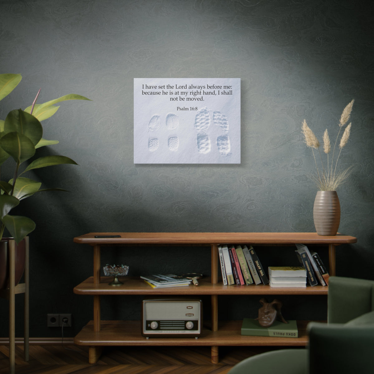 Scripture Canvas I Shall Not Be Moved Psalm 16:8 Christian Wall Art Bible Verse Print Ready to Hang-Express Your Love Gifts
