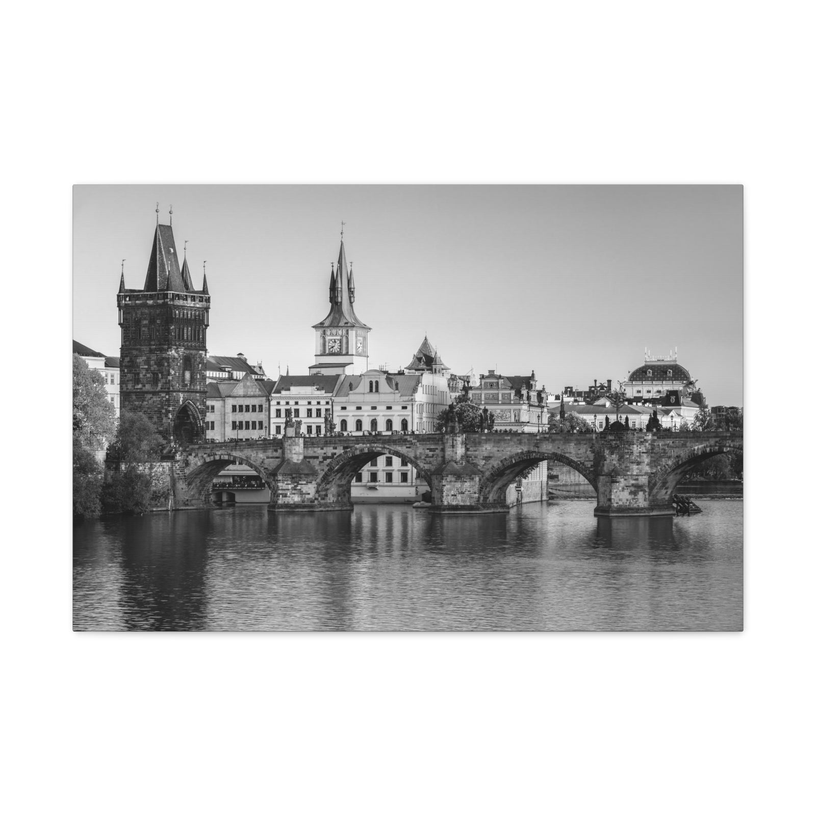 Prague Black And White Skyline Canvas Artwork High-Quality Breathtaking Stunning Cityscape for Home Decor Ready to Hang-Express Your Love Gifts