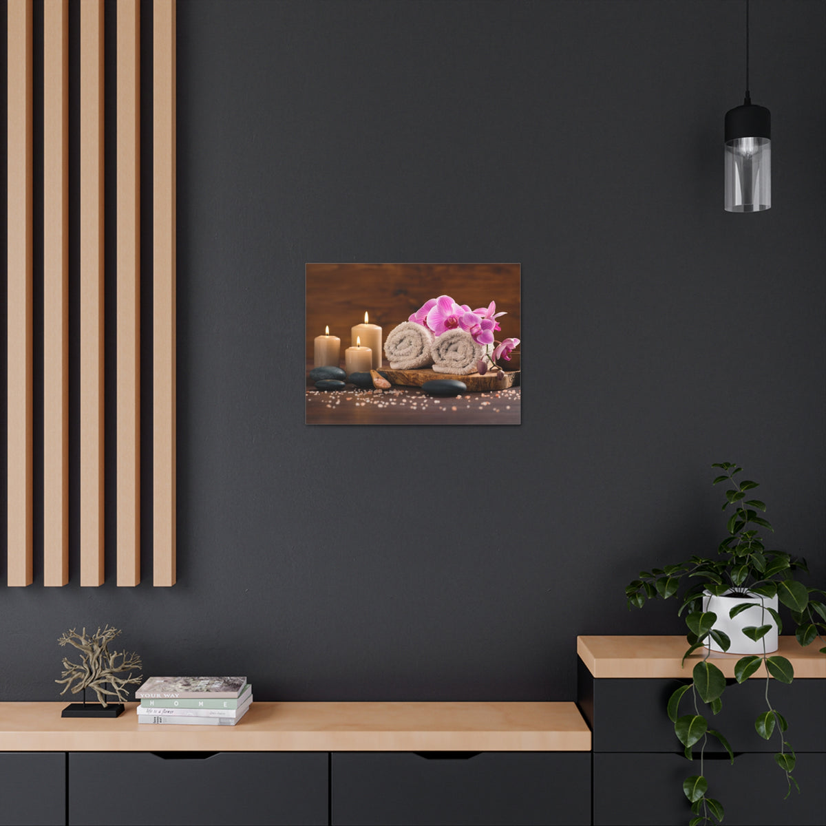 Rolled Towel and Orchids Forest Floral Nature Photography Canvas Wall Art for Home Decor Ready-to-Hang-Express Your Love Gifts