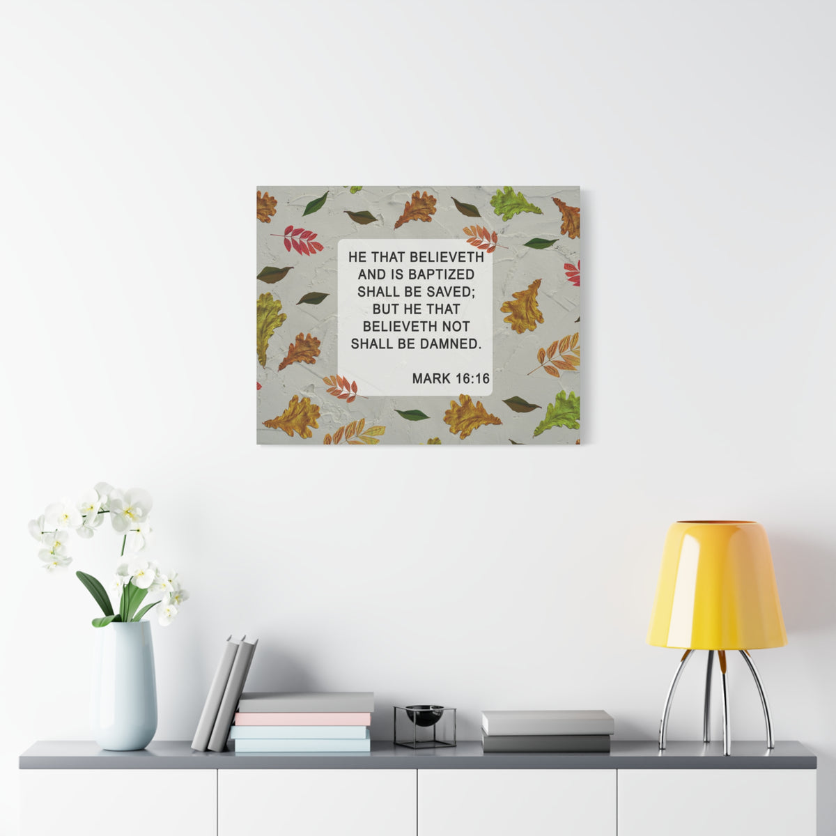 Scripture Walls Shall Be Saved Mark 16:16 Bible Verse Canvas Christian Wall Art Ready to Hang