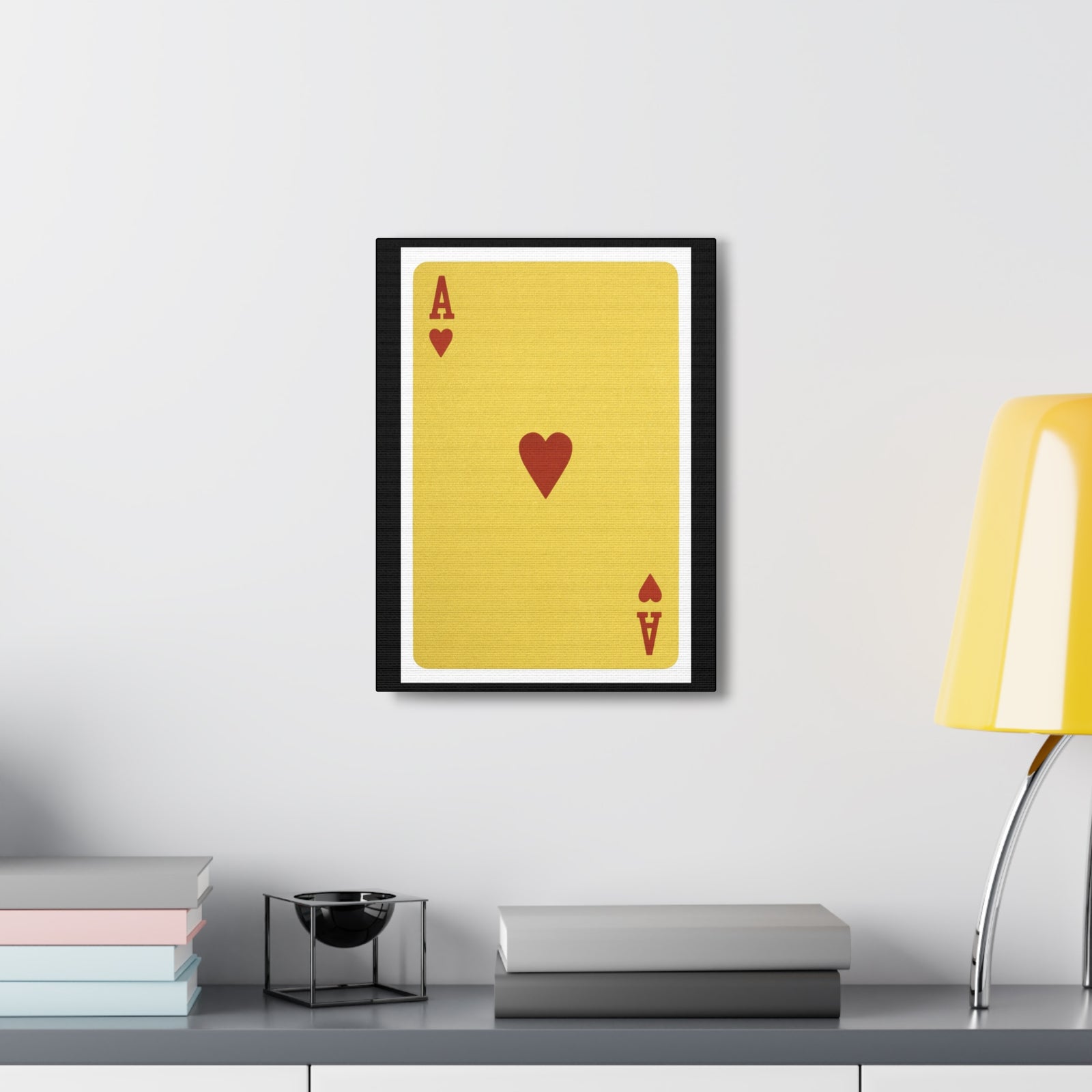 Golden Ace Of Hearts Isolated White Background Playing Card Canvas Wall Art for Home Decor Ready-to-Hang-Express Your Love Gifts