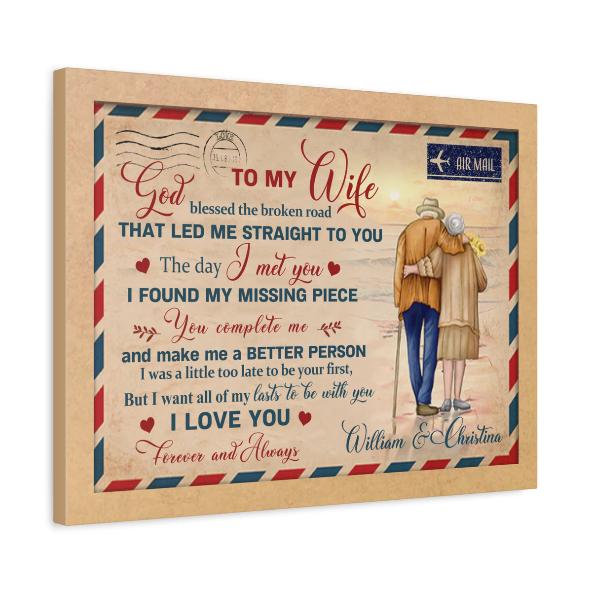 To My Wife – You Complete Me Personalized Canvas Wall Art-Express Your Love Gifts