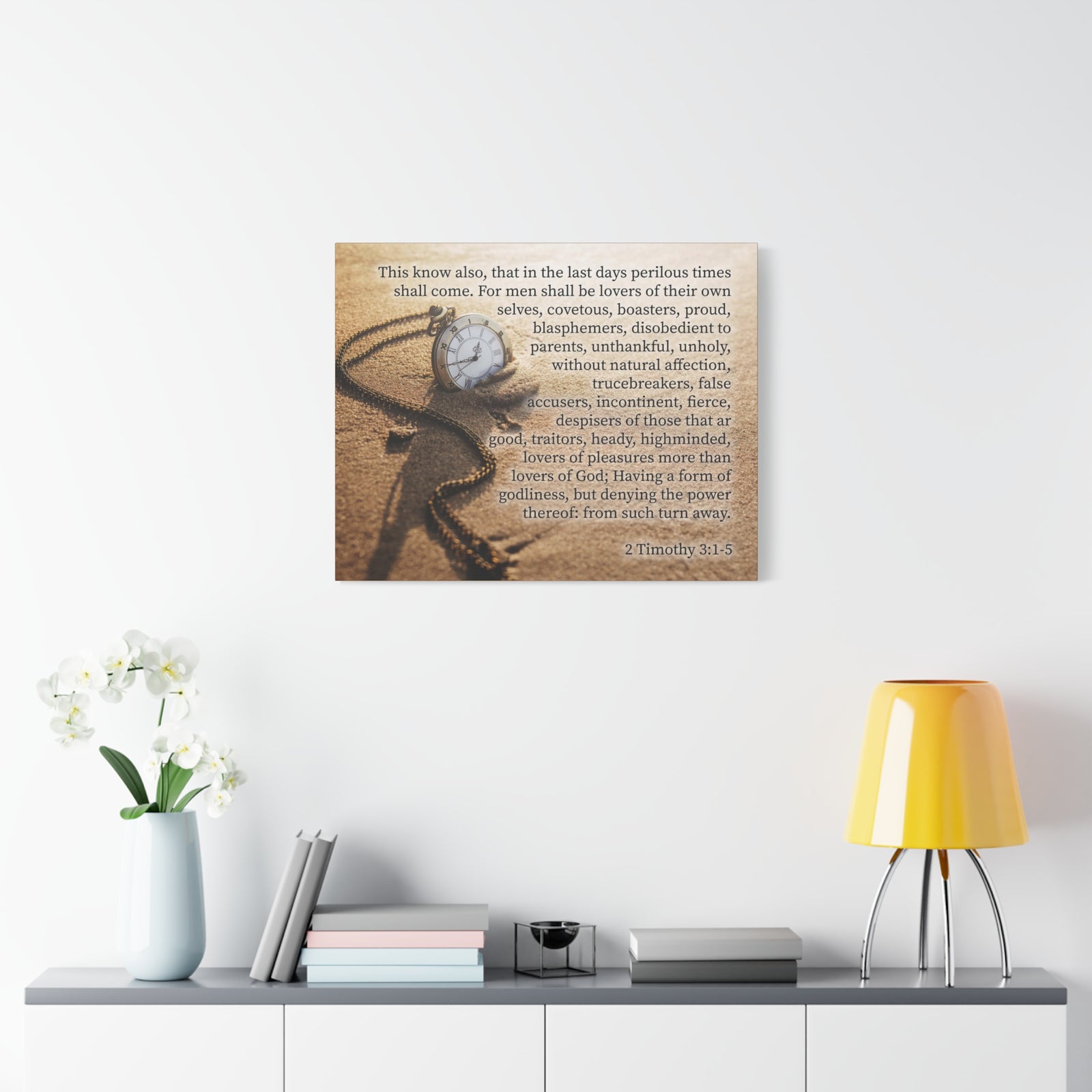 Scripture Canvas Perilous Times 2 Timothy 3:1-5 Christian Wall Art Bible Verse Print Ready to Hang-Express Your Love Gifts