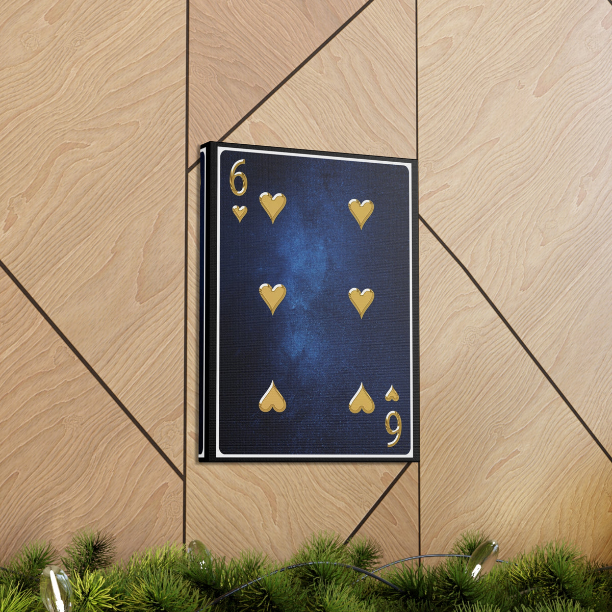 Six Of Hearts Space Background Playing Card Canvas Wall Art for Home Decor Ready-to-Hang-Express Your Love Gifts