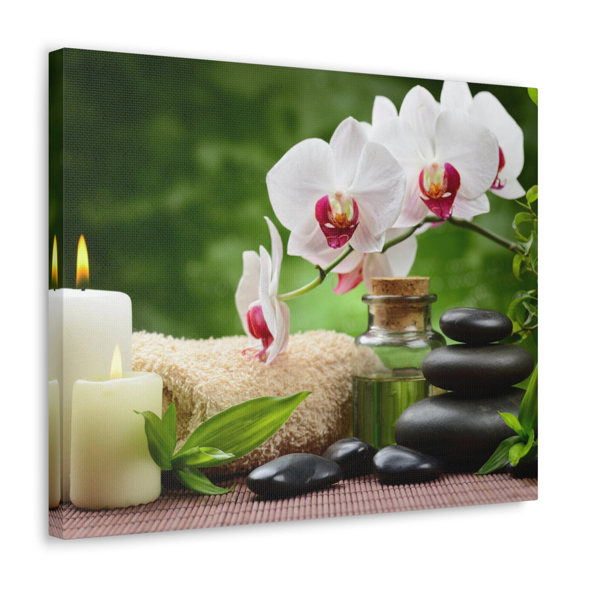 Orchid Flower and Stone Forest Floral Nature Photography Canvas Wall Art for Home Decor Ready-to-Hang-Express Your Love Gifts