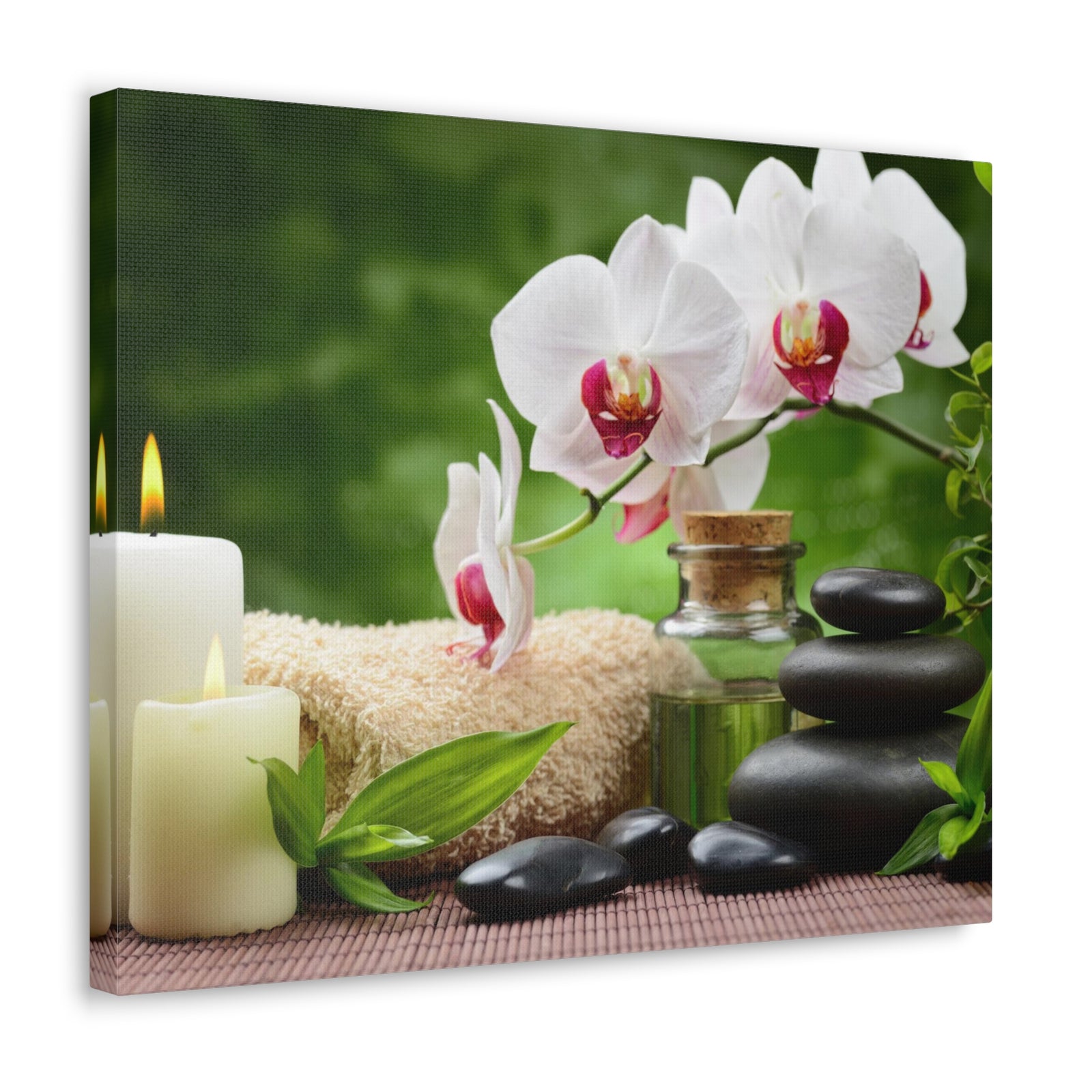 Orchid Flower and Stone Forest Floral Nature Photography Canvas Wall Art for Home Decor Ready-to-Hang-Express Your Love Gifts
