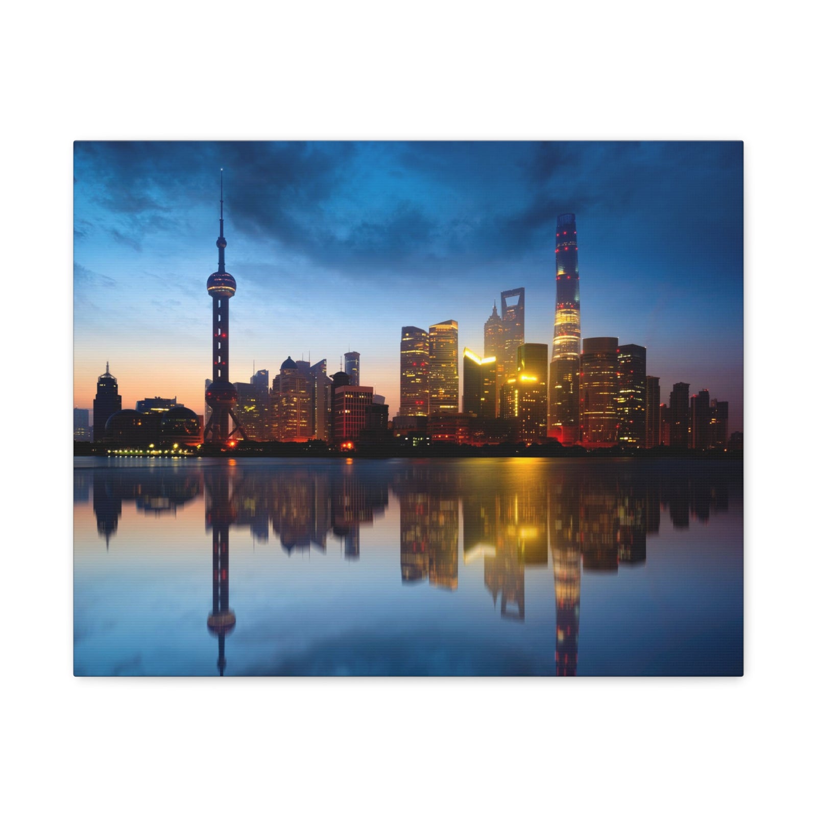 Shanghai Night Skyline Canvas Artwork High-Quality Breathtaking Stunning Cityscape for Home Decor Ready to Hang-Express Your Love Gifts
