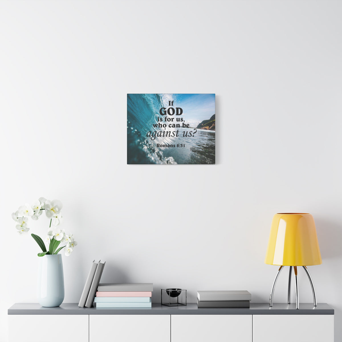 Scripture Canvas Fearless Romans 8:31Christian Wall Art Bible Verse Print Ready to Hang-Express Your Love Gifts