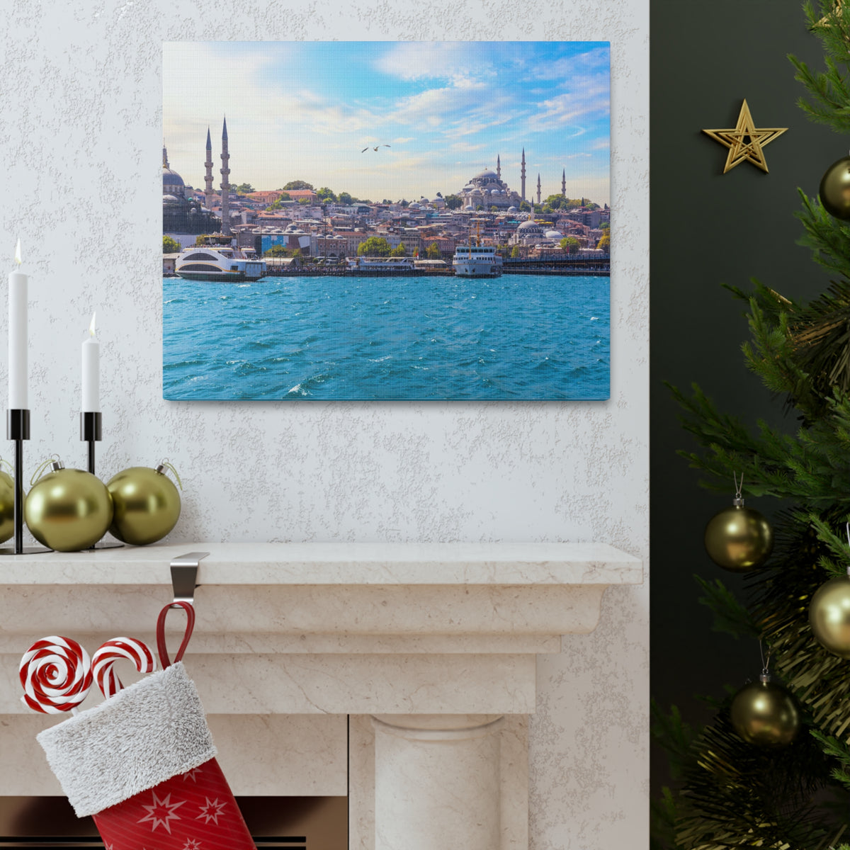 Istanbul Daytime Skyline Canvas Artwork High-Quality Breathtaking Stunning Cityscape for Home Decor Ready to Hang-Express Your Love Gifts