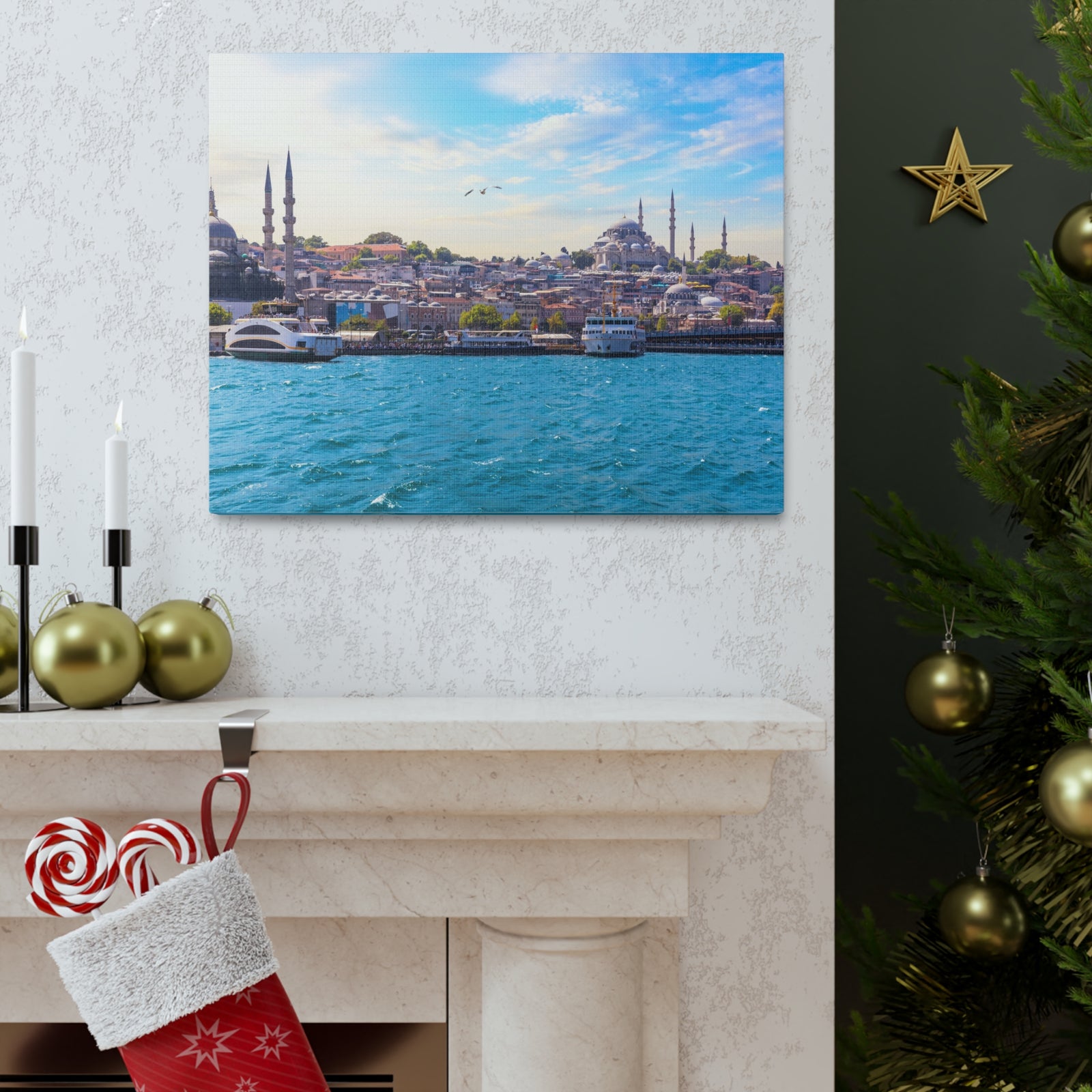Istanbul Daytime Skyline Canvas Artwork High-Quality Breathtaking Stunning Cityscape for Home Decor Ready to Hang-Express Your Love Gifts