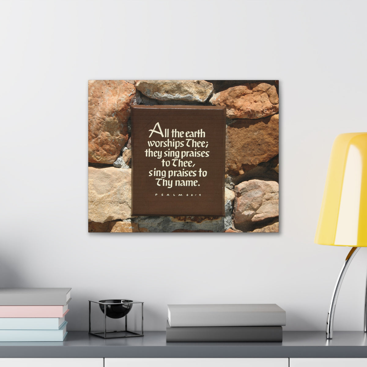 Scripture Walls Worships Thee Psalm 66:4 Bible Verse Canvas Christian Wall Art Ready to Hang-Express Your Love Gifts