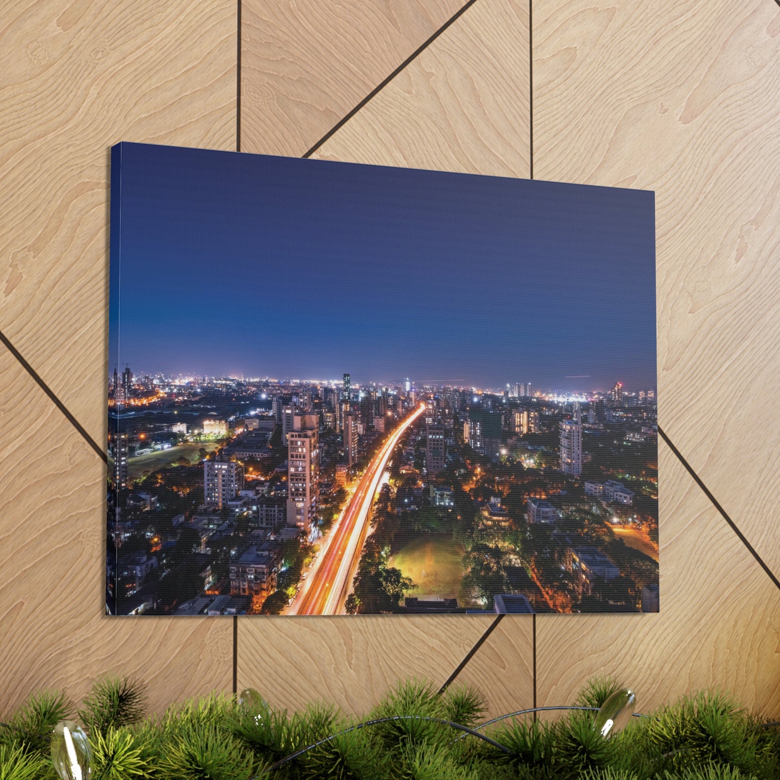 Mumbai Night Skyline Canvas Artwork High-Quality Breathtaking Stunning Cityscape for Home Decor Ready to Hang-Express Your Love Gifts