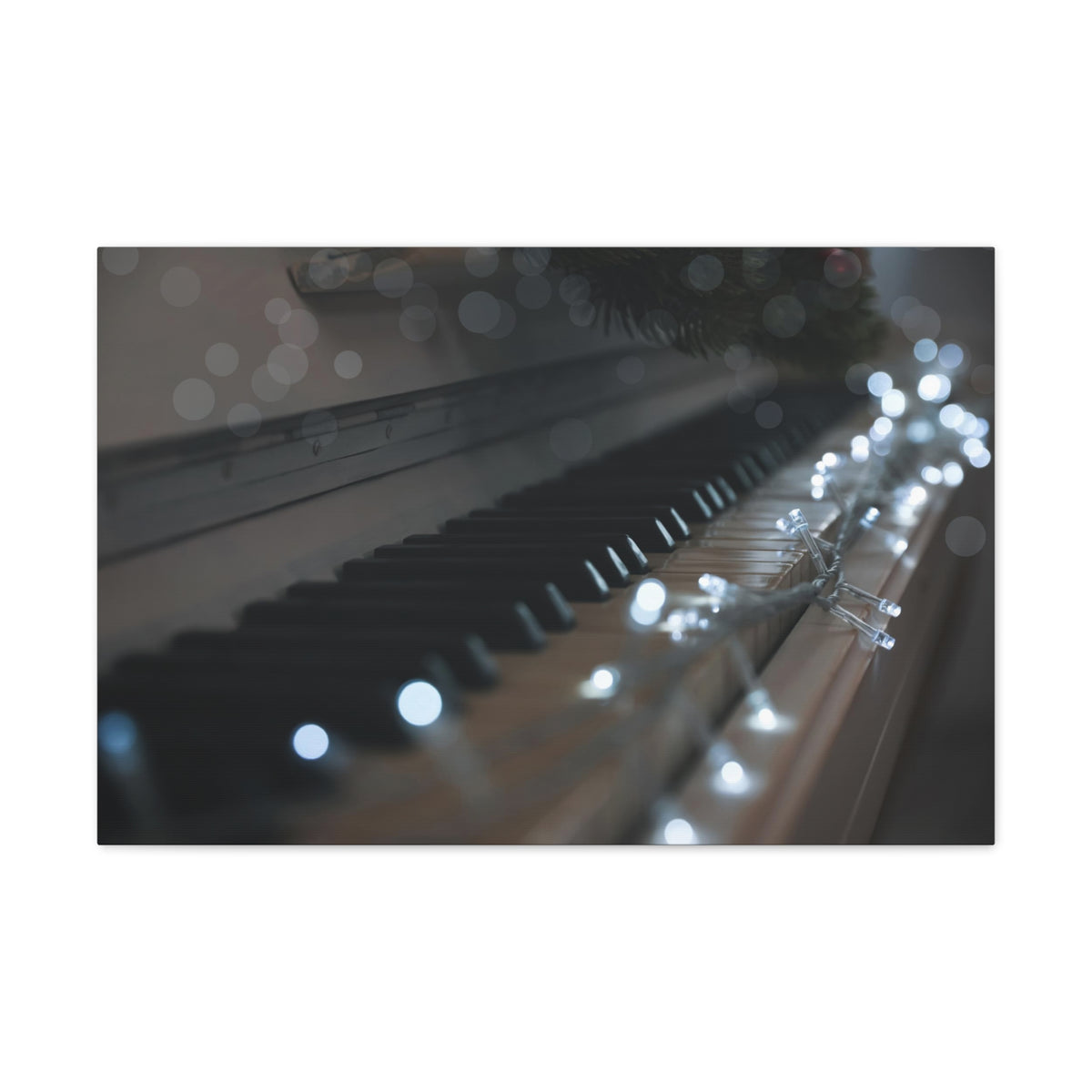 Glowing Fairy Lights on Piano Keys Music Lover's Delight Piano Keyboard Canvas Wall Art for Home Decor Ready-to-Hang-Express Your Love Gifts