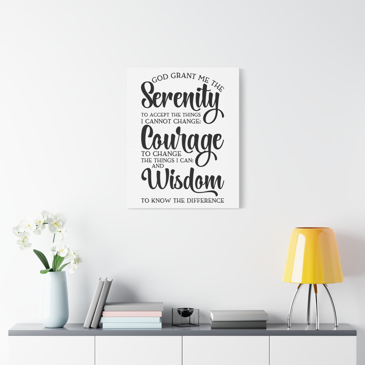 Scripture Canvas Serenity, Courage, Wisdom Psalm 27:14 Christian Wall Art Print Ready to Hang-Express Your Love Gifts