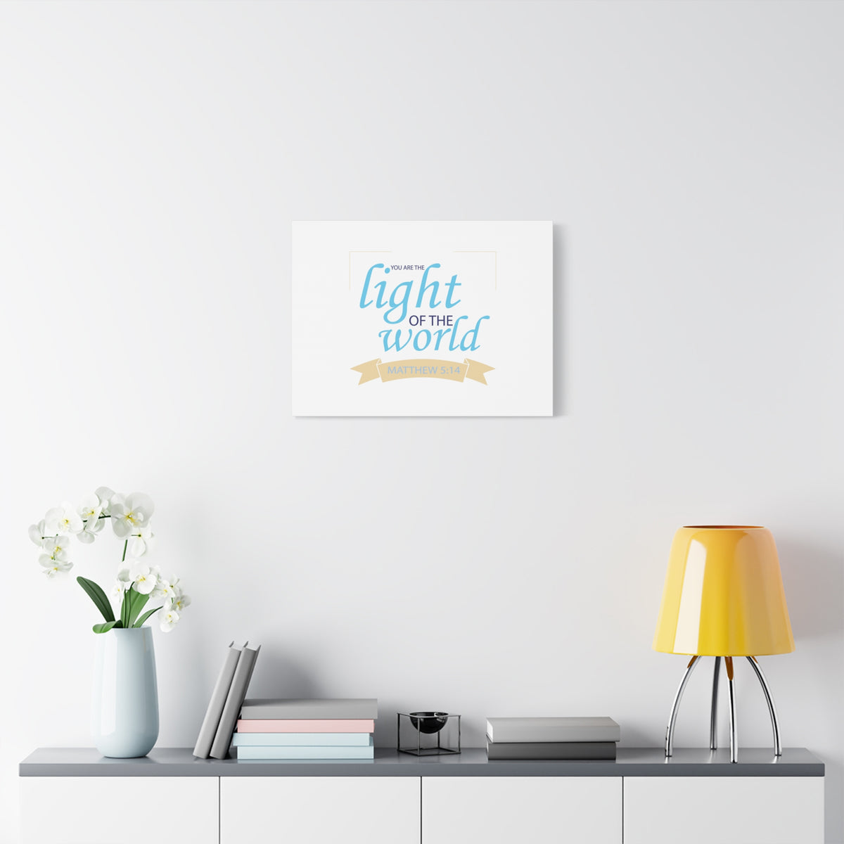 Scripture Canvas Light Of The World Matthew 5:14 Christian Wall Art Bible Verse Print Ready to Hang-Express Your Love Gifts