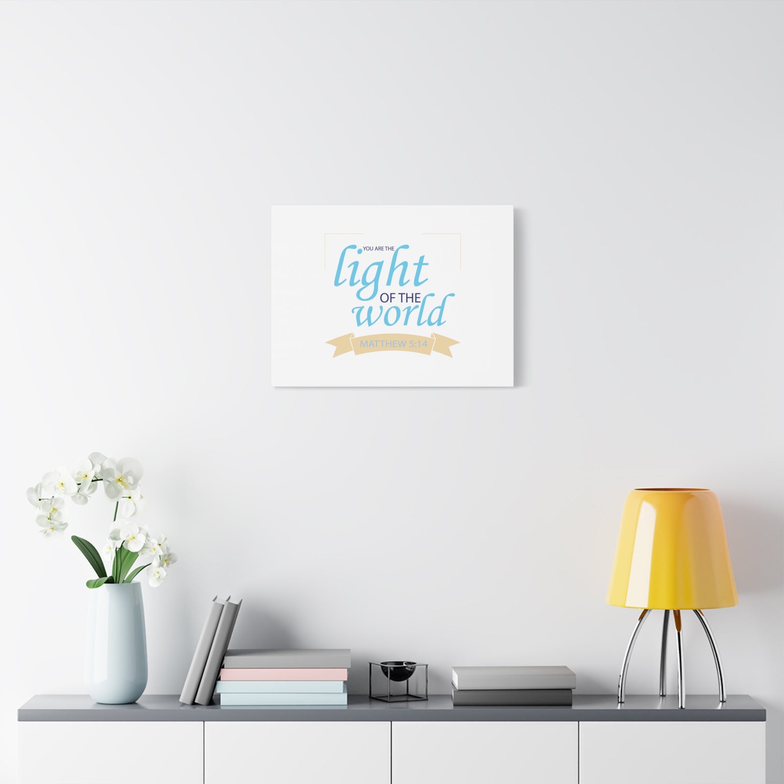 Scripture Canvas Light Of The World Matthew 5:14 Christian Wall Art Bible Verse Print Ready to Hang-Express Your Love Gifts