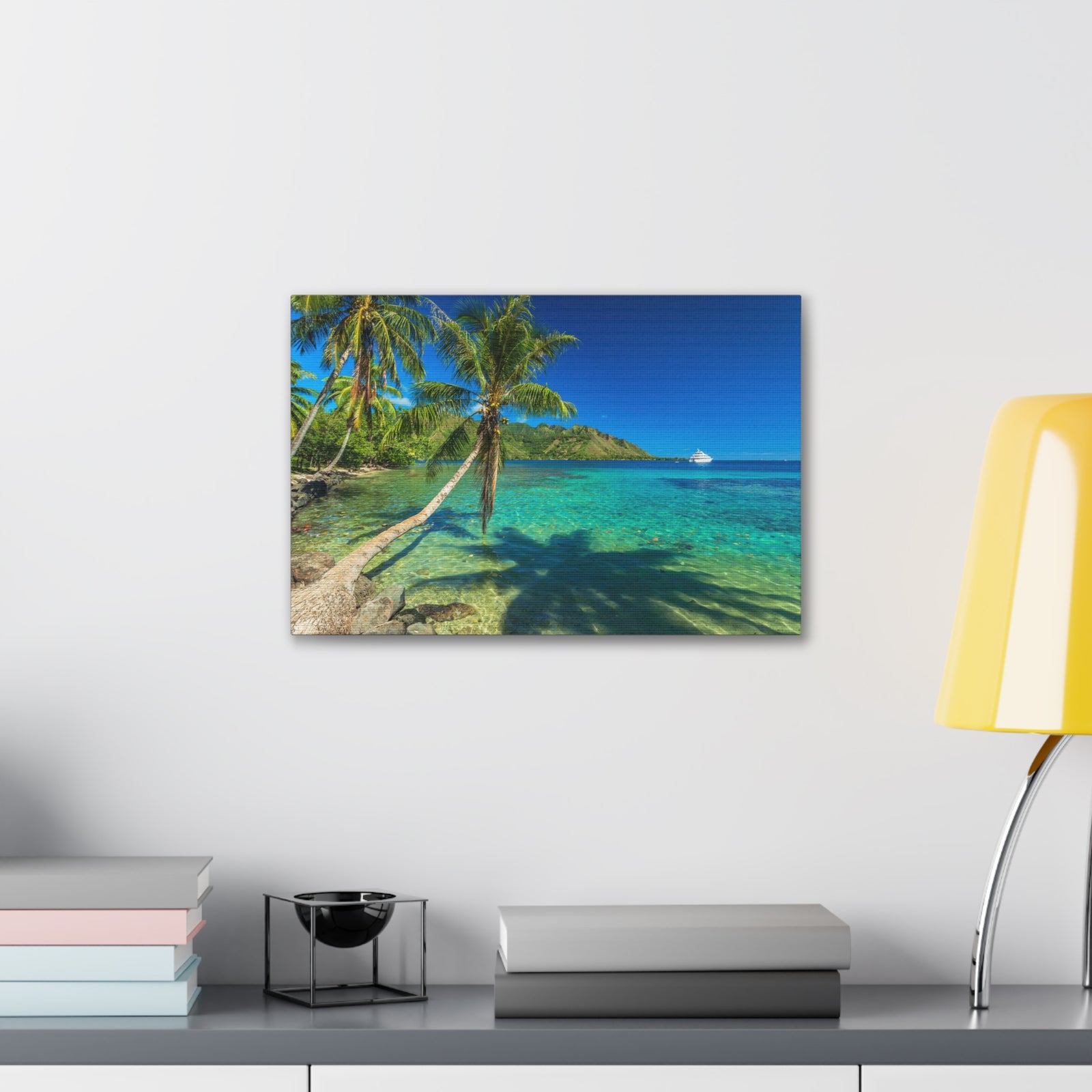Palm Trees Quiet Beach Ocean Canvas Wall Art for Home Decor Ready-to-Hang-Express Your Love Gifts