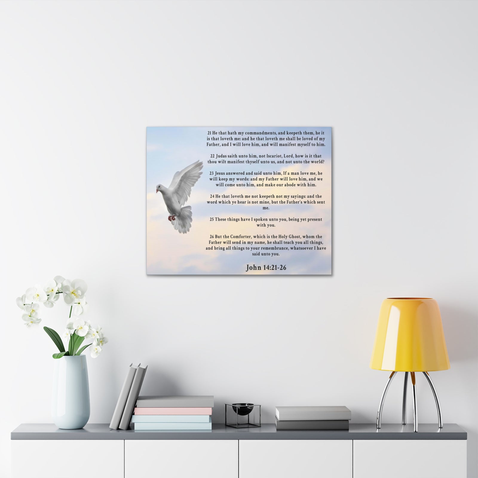 Scripture Walls John 14:21-26 KJV Bible Verse Canvas Christian Wall Art Ready to Hang Unframed-Express Your Love Gifts