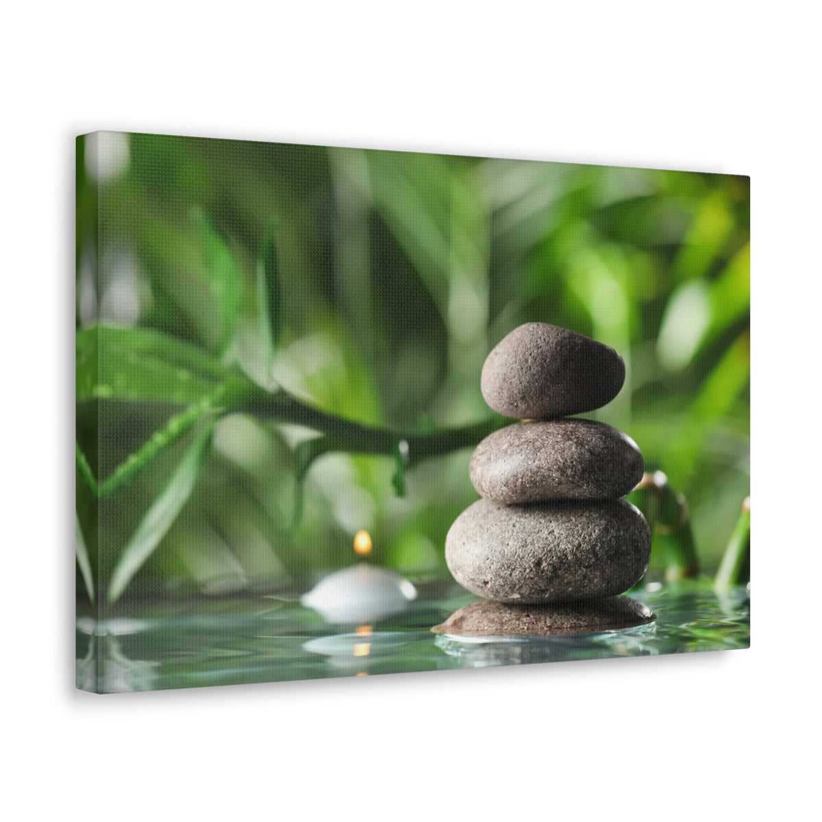 Candle with Bamboo Stem Forest Floral Nature Photography Canvas Wall Art for Home Decor Ready-to-Hang-Express Your Love Gifts