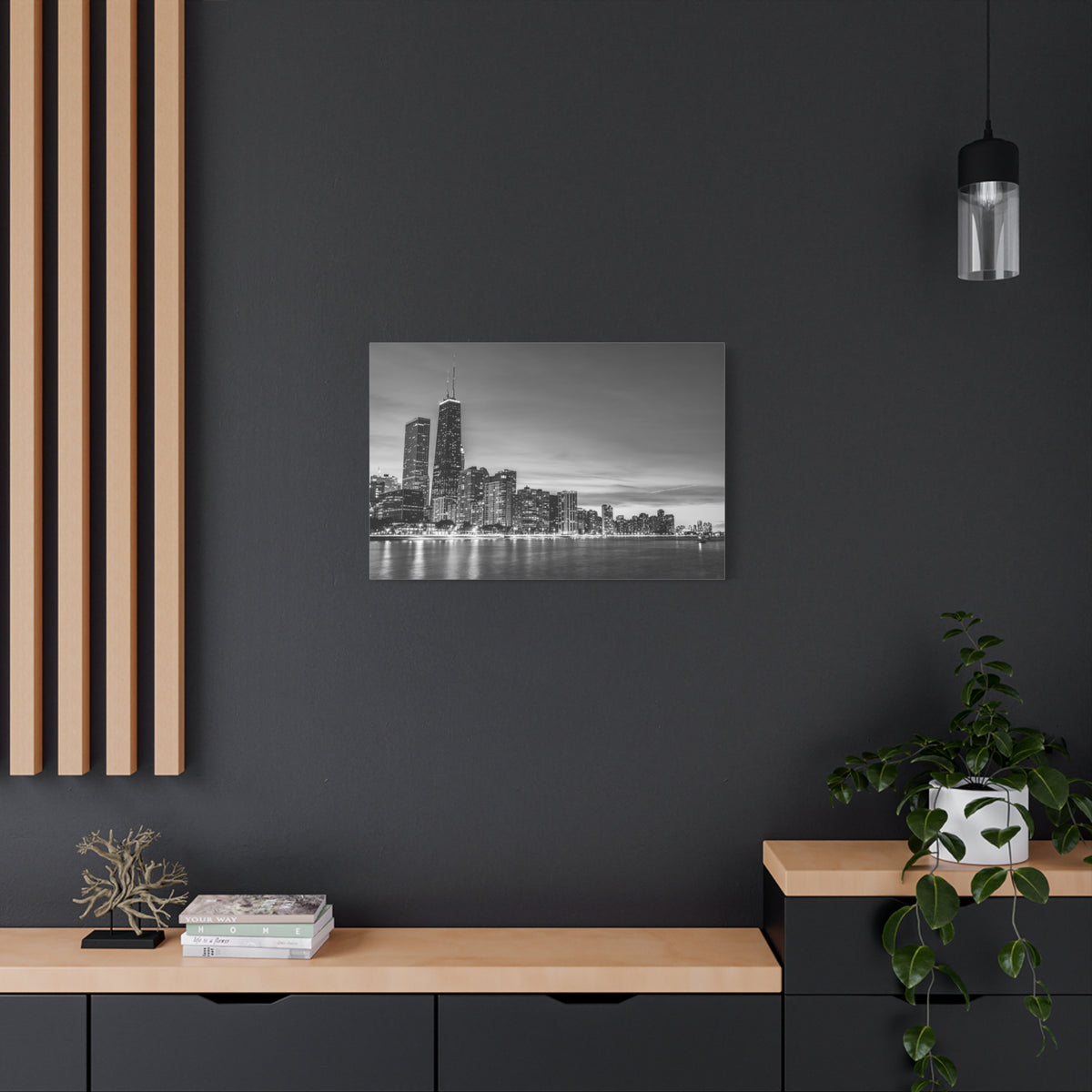 Chicago Black And White Skyline Canvas Artwork High-Quality Breathtaking Stunning Cityscape for Home Decor Ready to Hang-Express Your Love Gifts