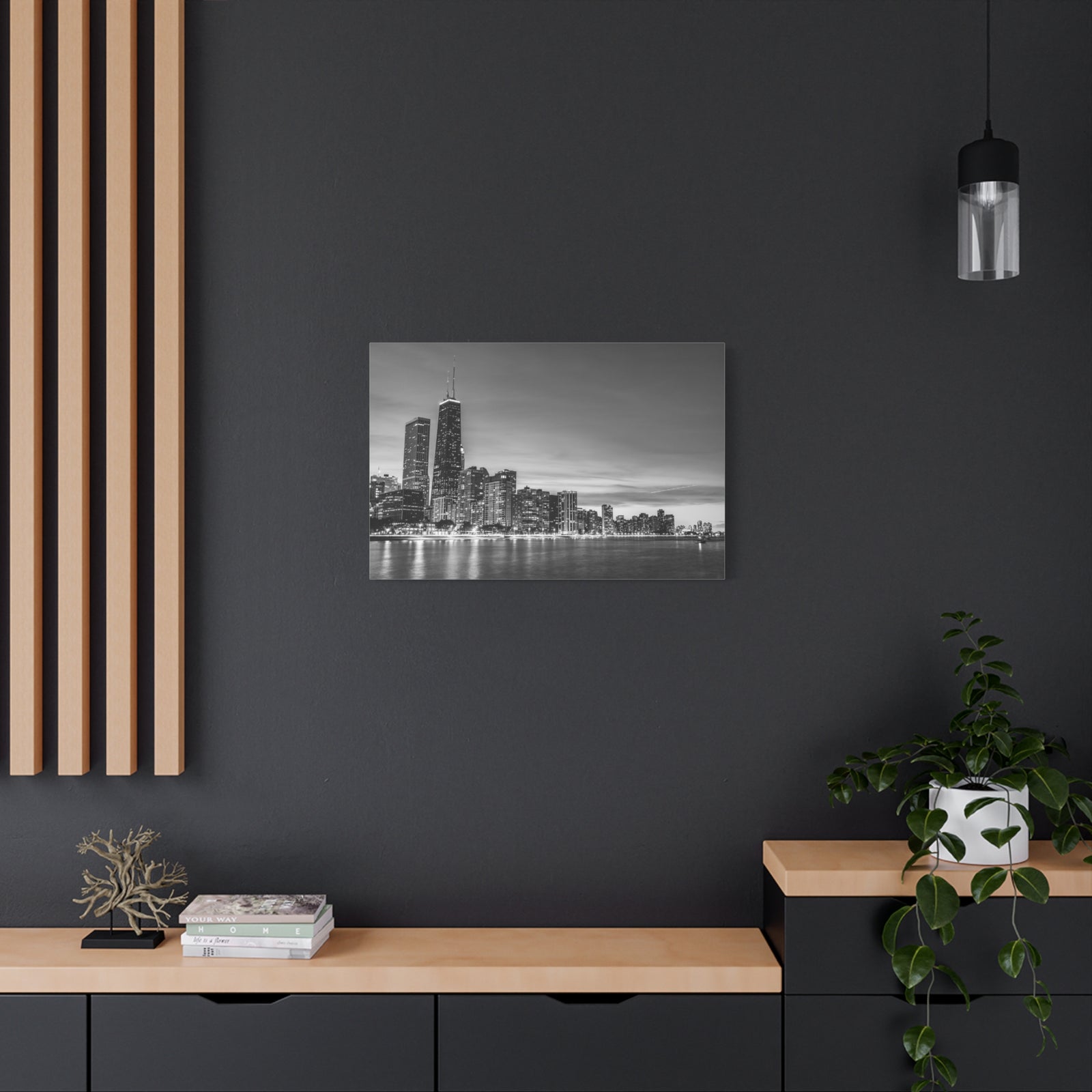 Chicago Black And White Skyline Canvas Artwork High-Quality Breathtaking Stunning Cityscape for Home Decor Ready to Hang-Express Your Love Gifts