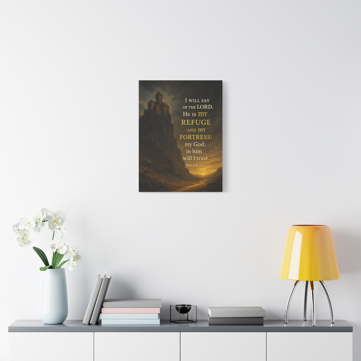 Bible Verse Canvas Psalm 91:2 Christian Home Décor Wall Art Scripture Ready to Hang Faith Print-Express Your Love Gifts
