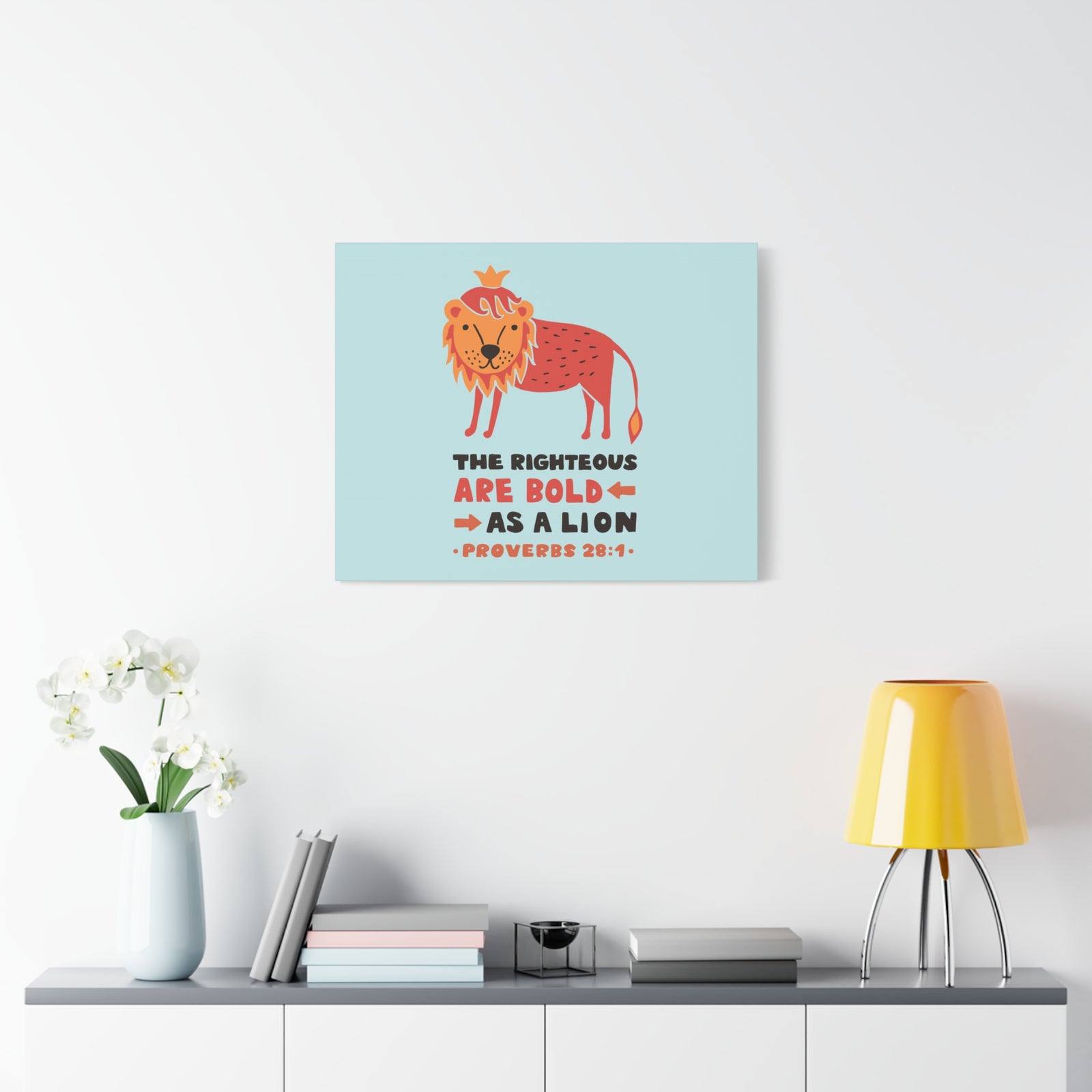 Scripture Canvas The Righteous Are Bold Proverbs 28:1 Christian Wall Art Bible Verse Print Ready To Hang-Express Your Love Gifts