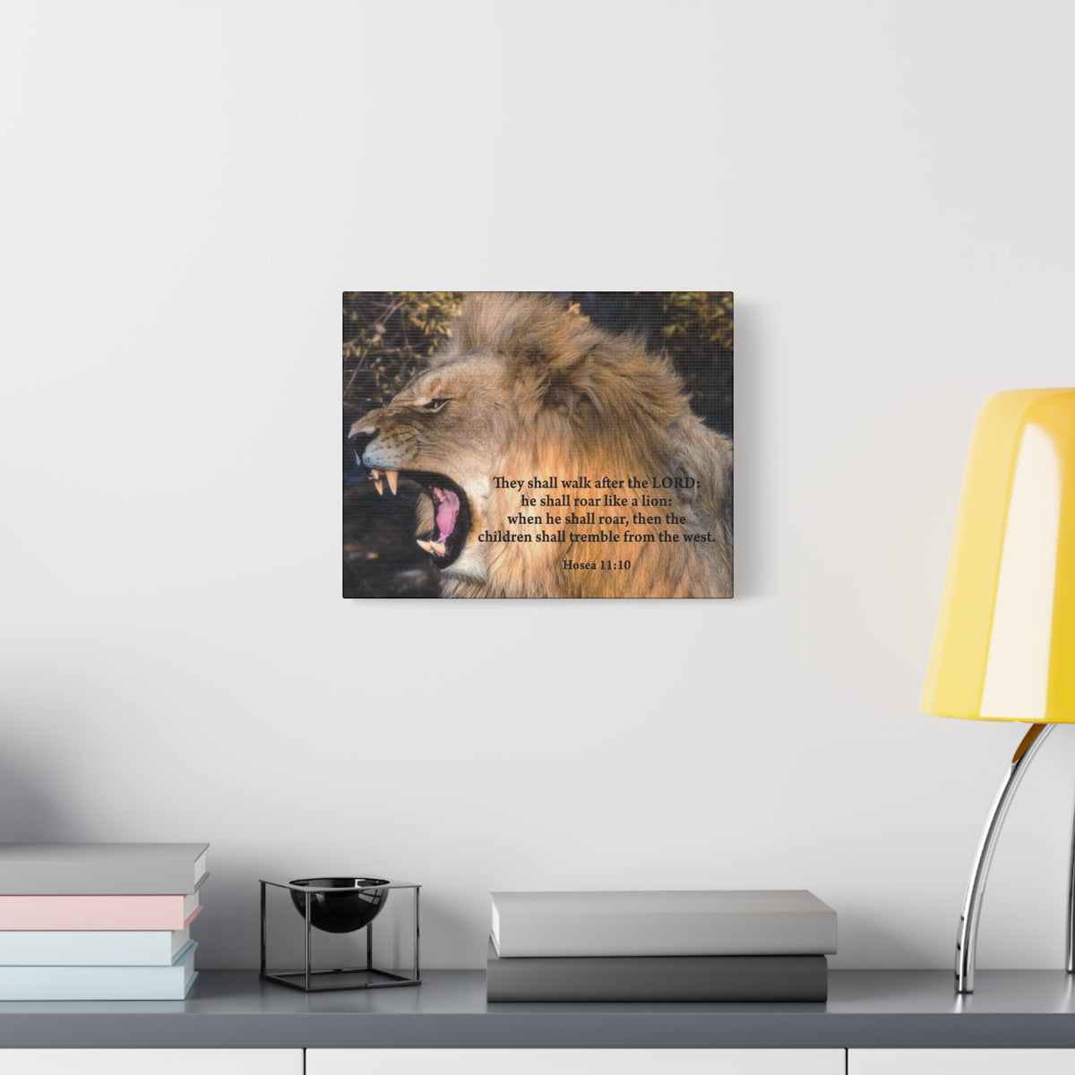Scripture Canvas Roaring Lion of Judah Hosea 11:10 Christian Wall Art Bible Verse Print Ready to Hang-Express Your Love Gifts