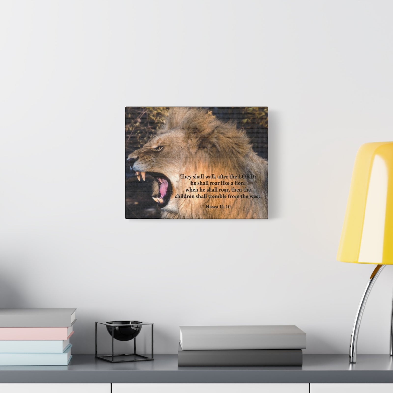 Scripture Canvas Roaring Lion of Judah Hosea 11:10 Christian Wall Art Bible Verse Print Ready to Hang-Express Your Love Gifts