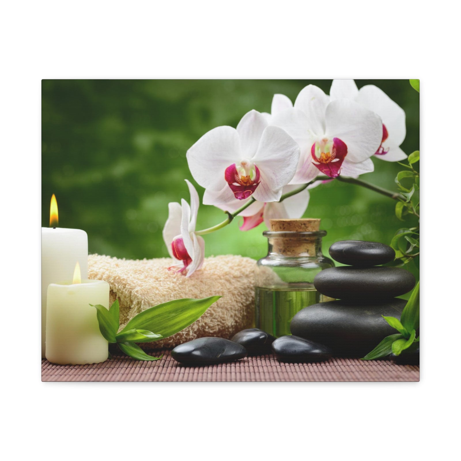 Orchid Flower and Stone Forest Floral Nature Photography Canvas Wall Art for Home Decor Ready-to-Hang-Express Your Love Gifts