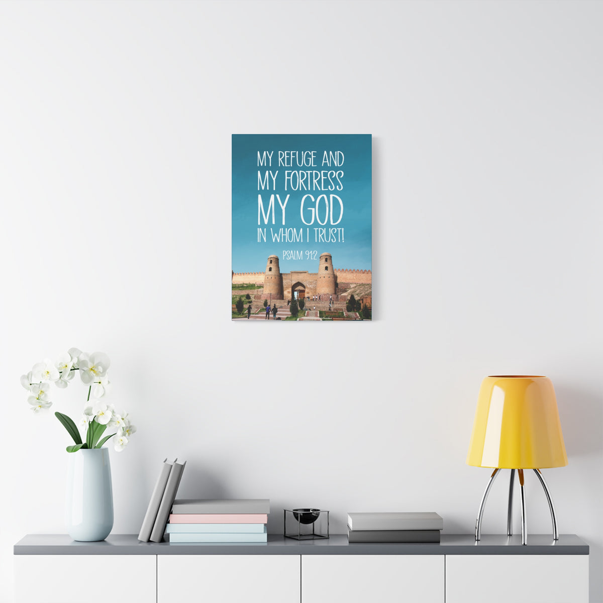 Scripture Walls In Whom I Trust Psalm 91:2 Bible Verse Canvas Christian Wall Art Ready to Hang-Express Your Love Gifts