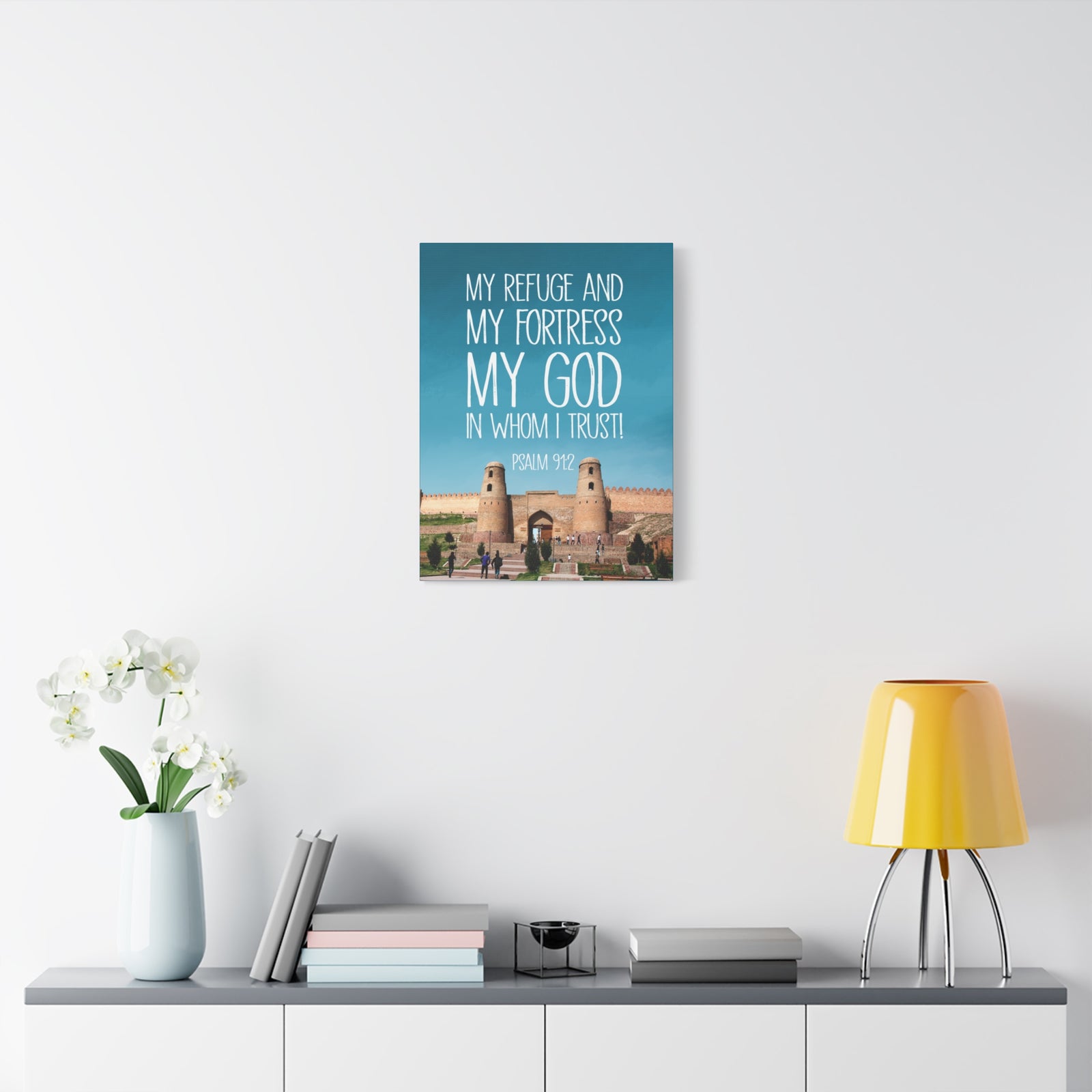 Scripture Walls In Whom I Trust Psalm 91:2 Bible Verse Canvas Christian Wall Art Ready to Hang-Express Your Love Gifts