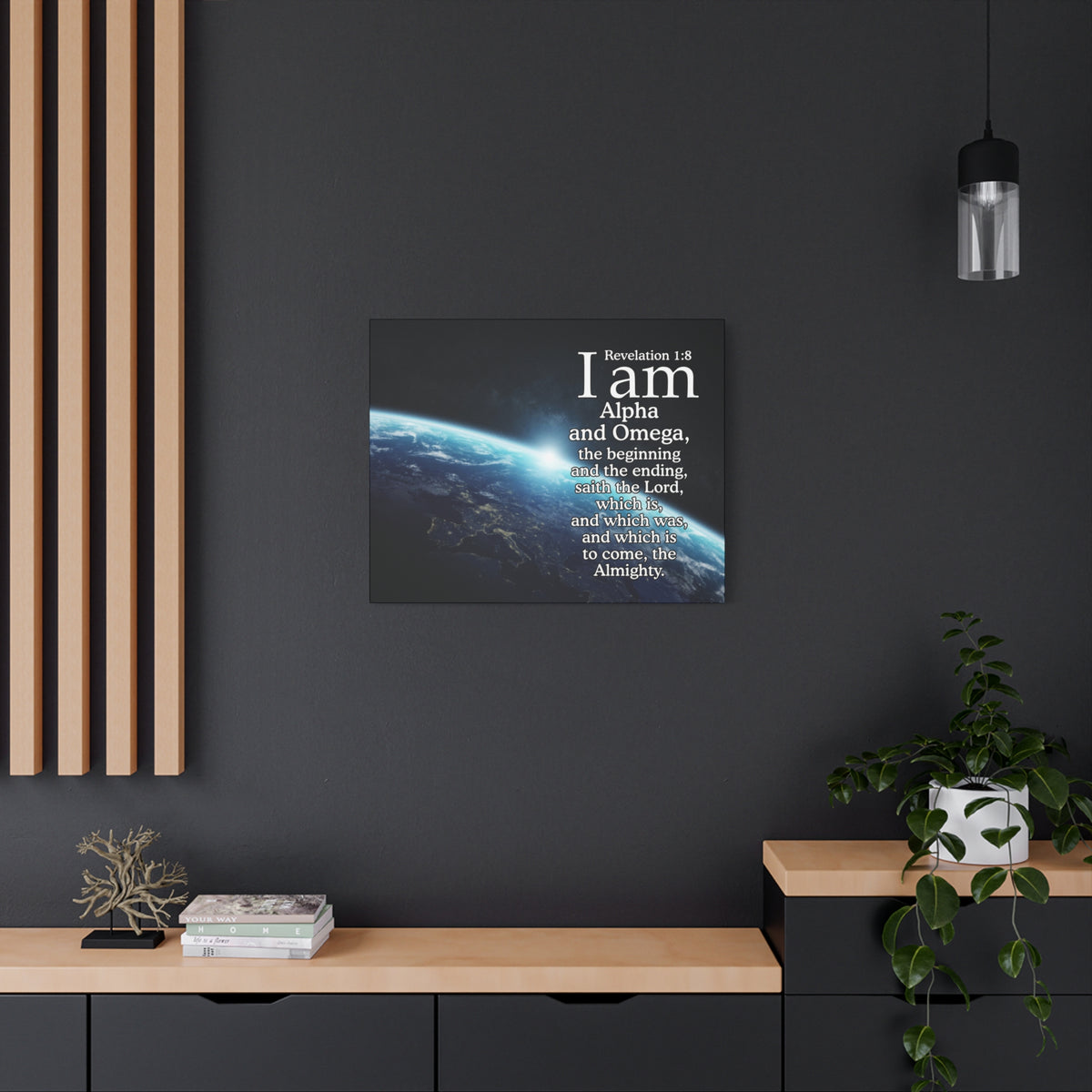 Scripture Canvas Revelation 1:8 Alpha ansd Omega Christian Wall Art Bible Verse Print Ready to Hang-Express Your Love Gifts