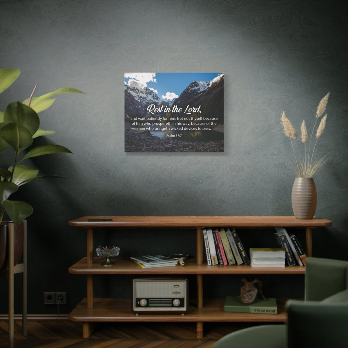 Bible Verse Canvas Rest in The Lord Psalm 37:7 Christian Home Decor Scripture Art-Express Your Love Gifts
