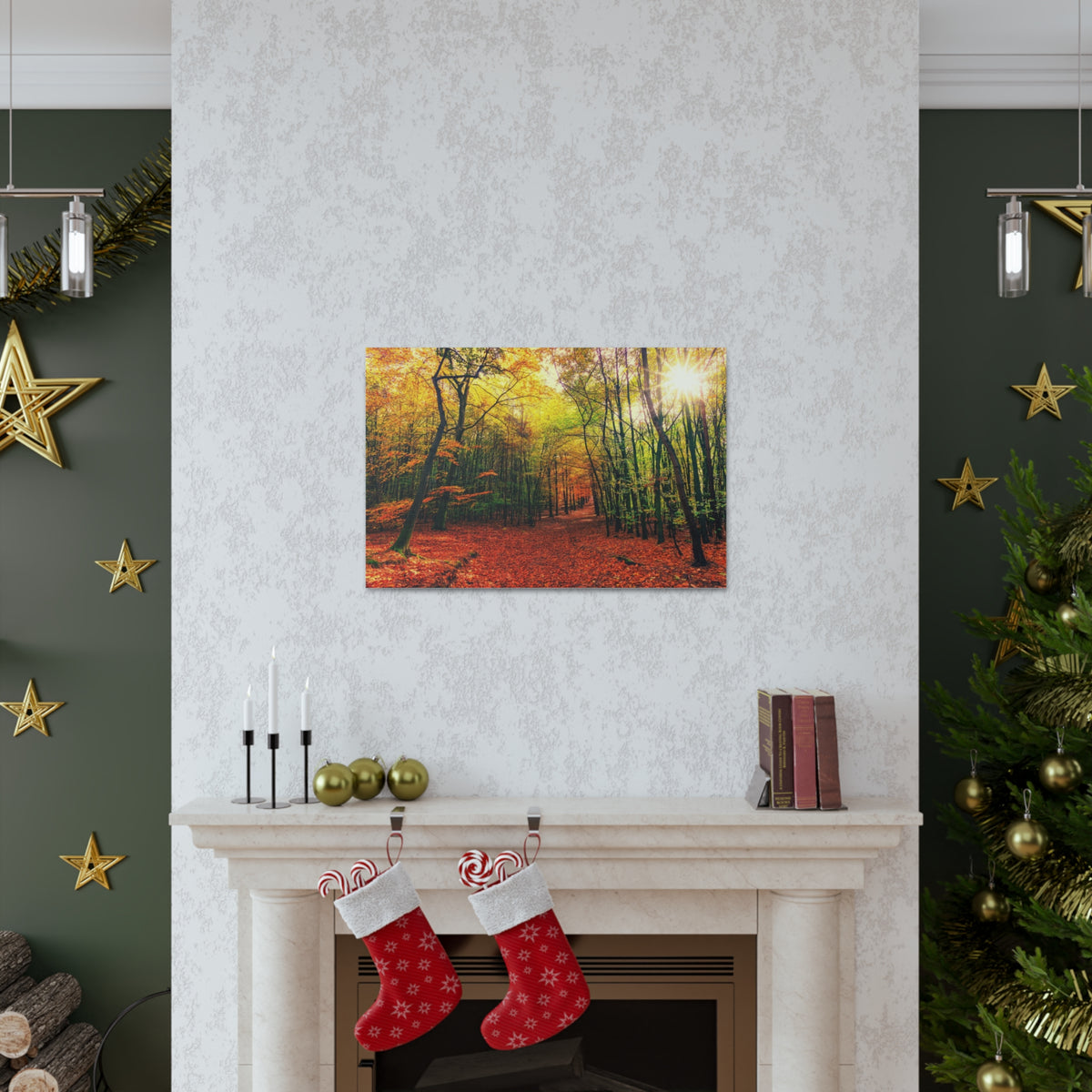 Autumn Forest is Beautiful Forest Floral Nature Photography Canvas Wall Art for Home Decor Ready-to-Hang-Express Your Love Gifts