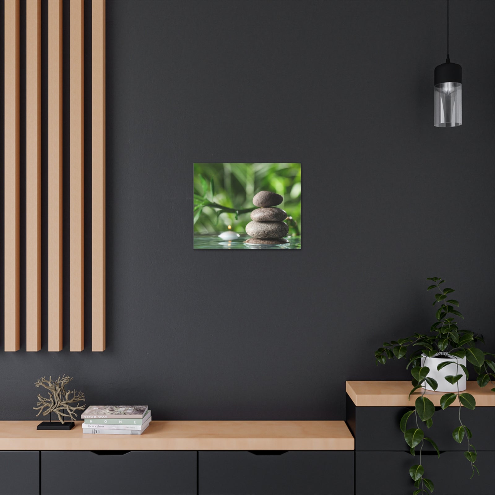Candle with Bamboo Stem Forest Floral Nature Photography Canvas Wall Art for Home Decor Ready-to-Hang-Express Your Love Gifts