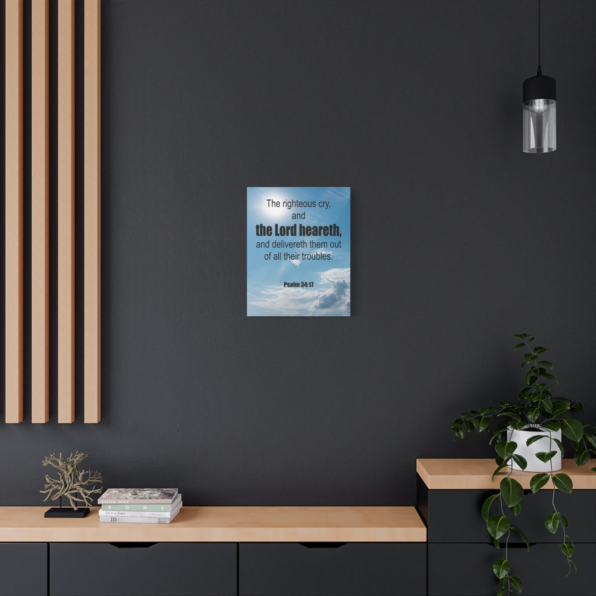 Scripture Walls The Lord Heareth Psalm 34:17 Bible Verse Canvas Christian Wall Art Ready to Hang-Express Your Love Gifts