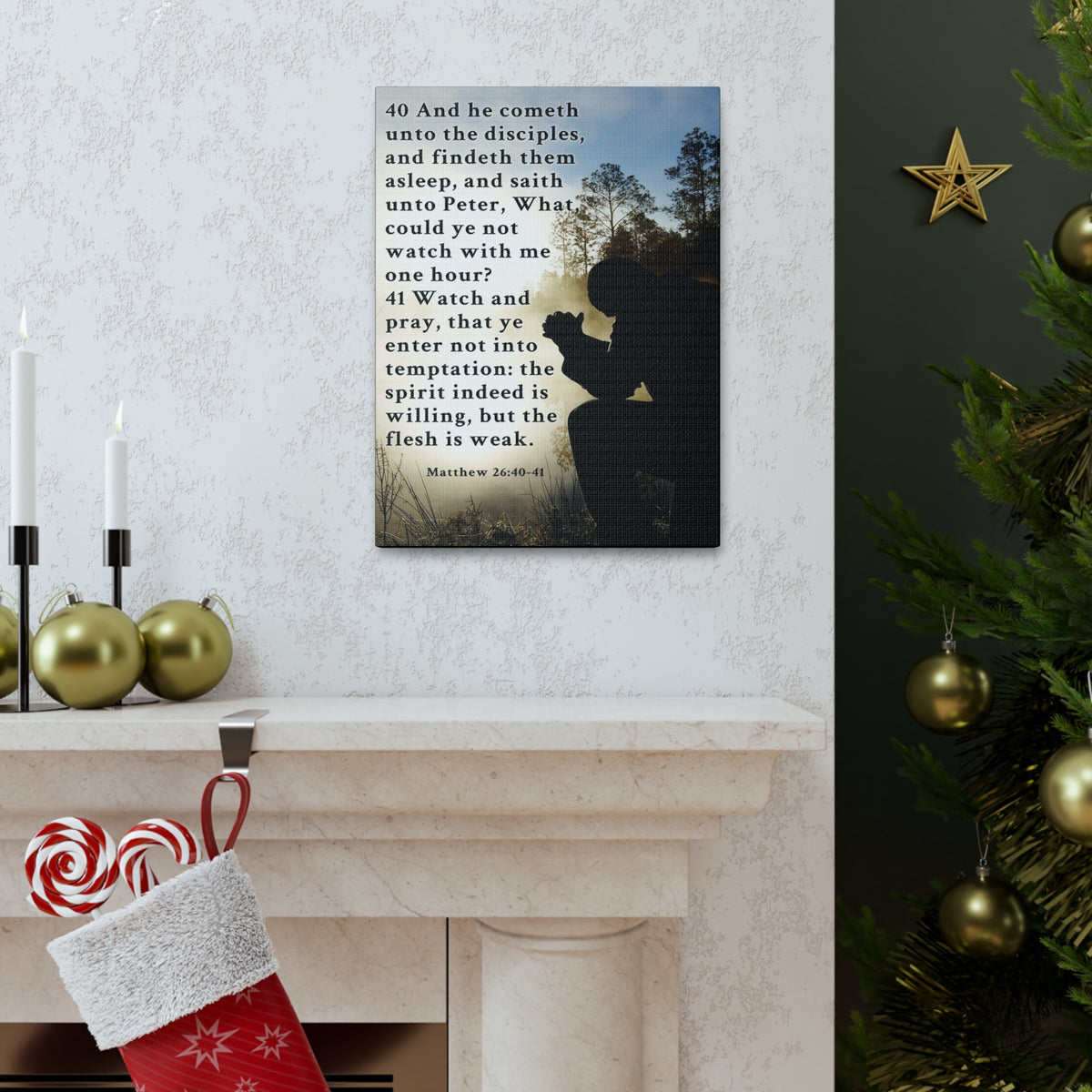 Scripture Walls Matthew 26:38-46 Bible Verse Canvas Christian Wall Art Ready to Hang Unframed-Express Your Love Gifts