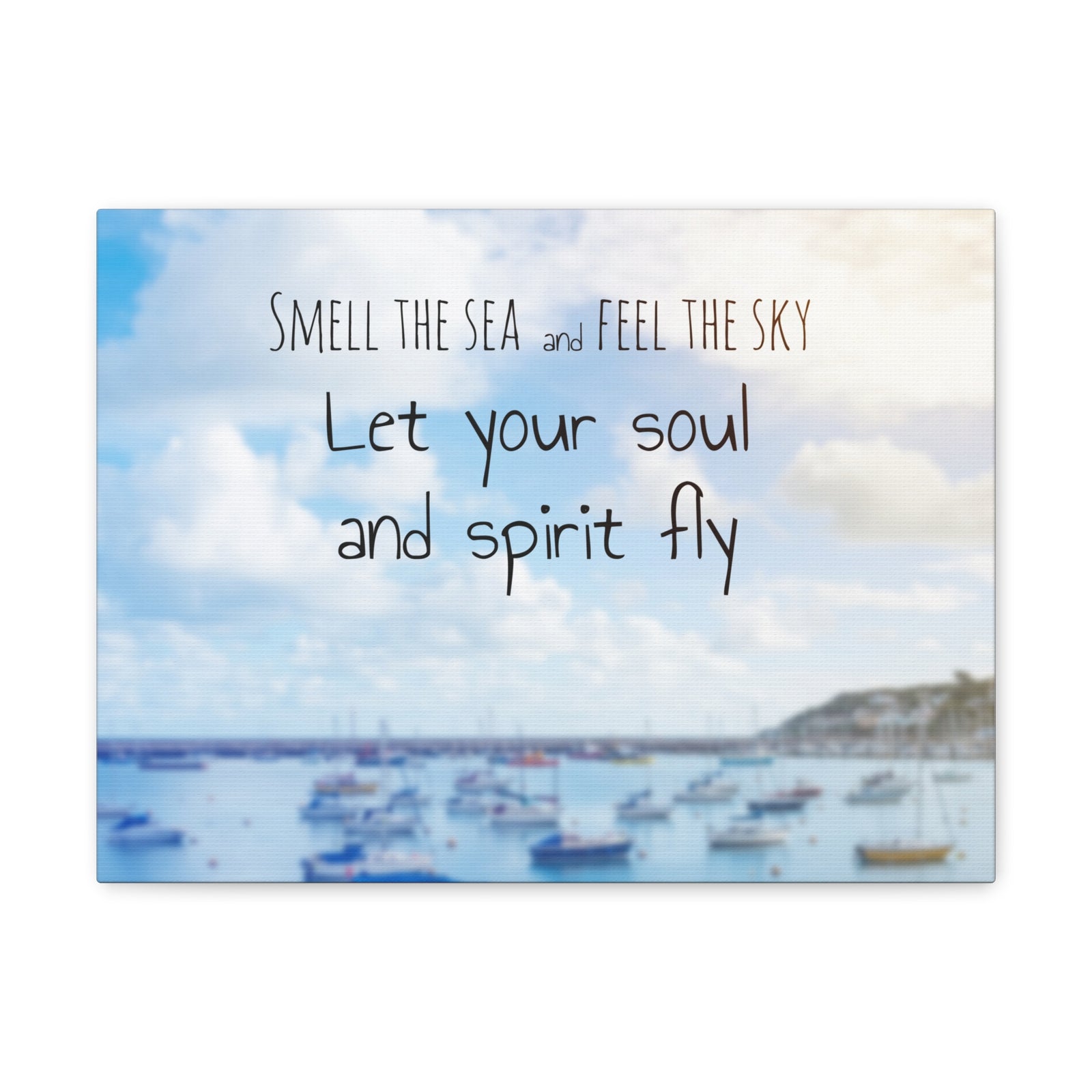 Inspirational Quote Canvas Smell The Sea And Feel The Sky Motivational Print Ready to Hang Artwork-Express Your Love Gifts