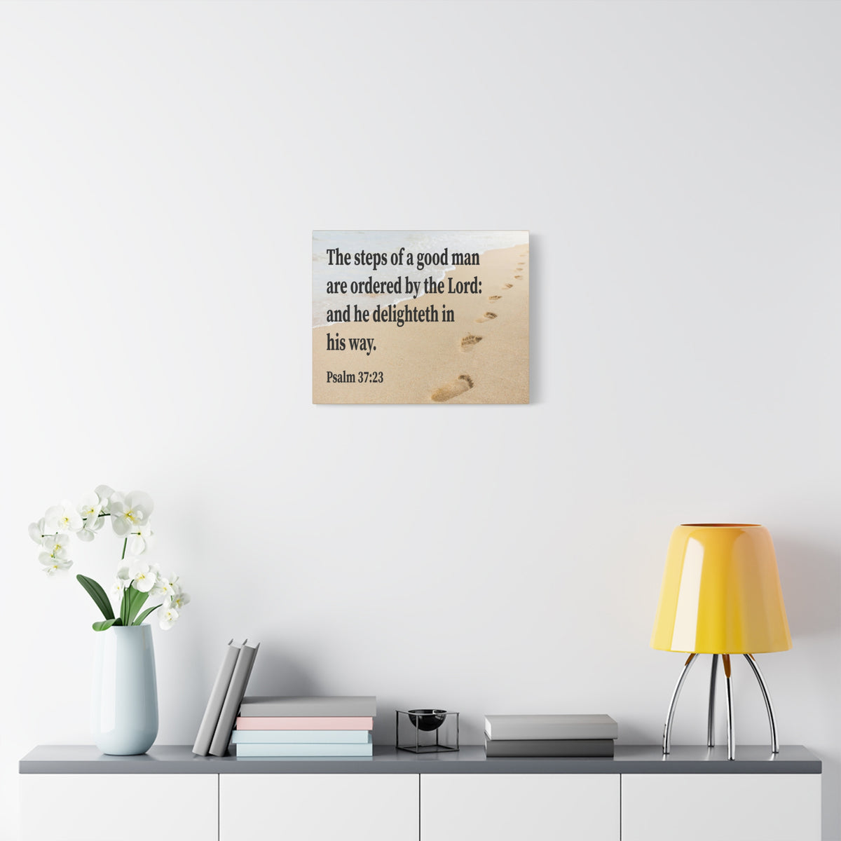 Scripture Walls Psalm 37:23 Steps of a Good Man Scripture Bible Verse Canvas Christian Wall Art Ready to Hang Unframed-Express Your Love Gifts